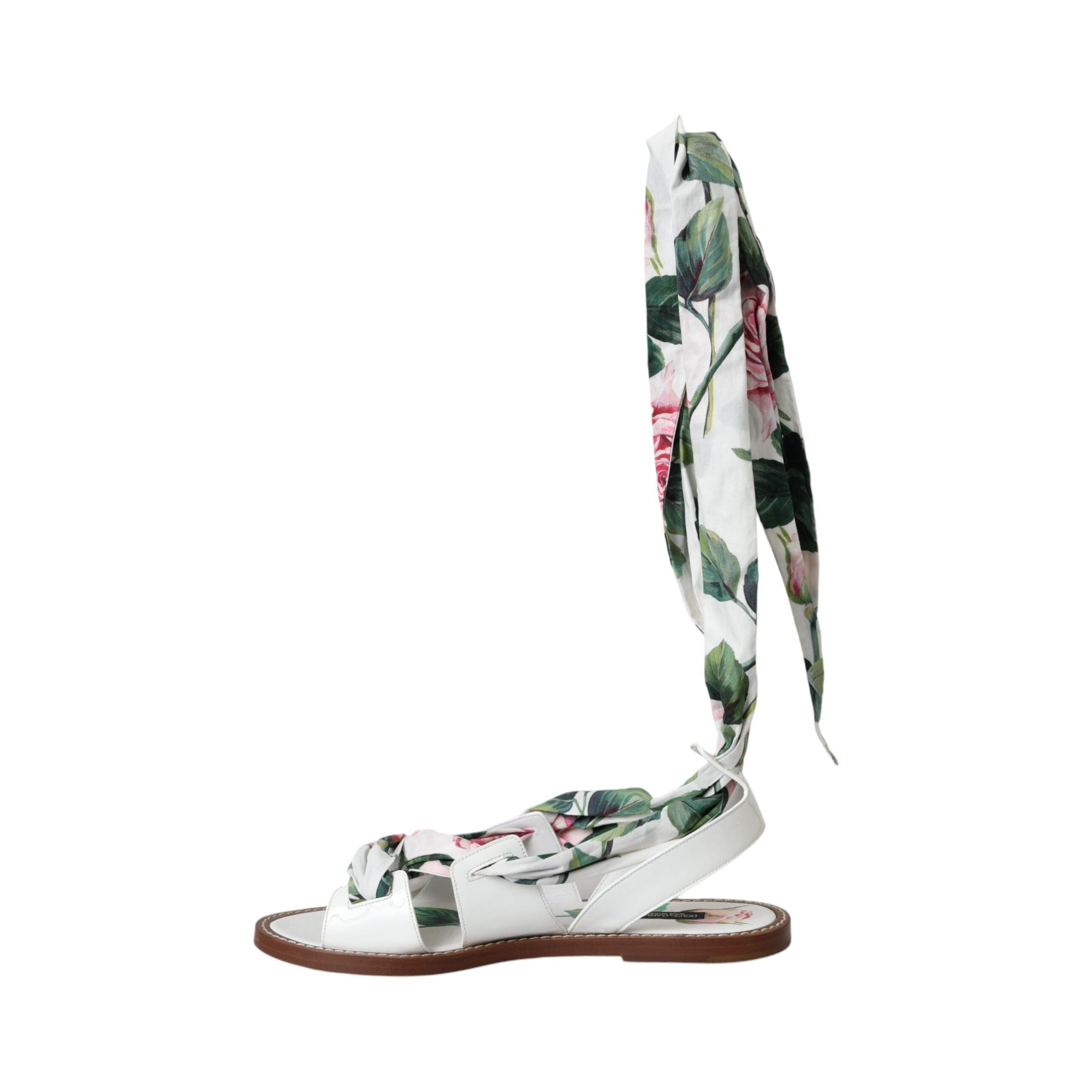 Multicolor Floral Print Ankle Wrap Sandals Shoes