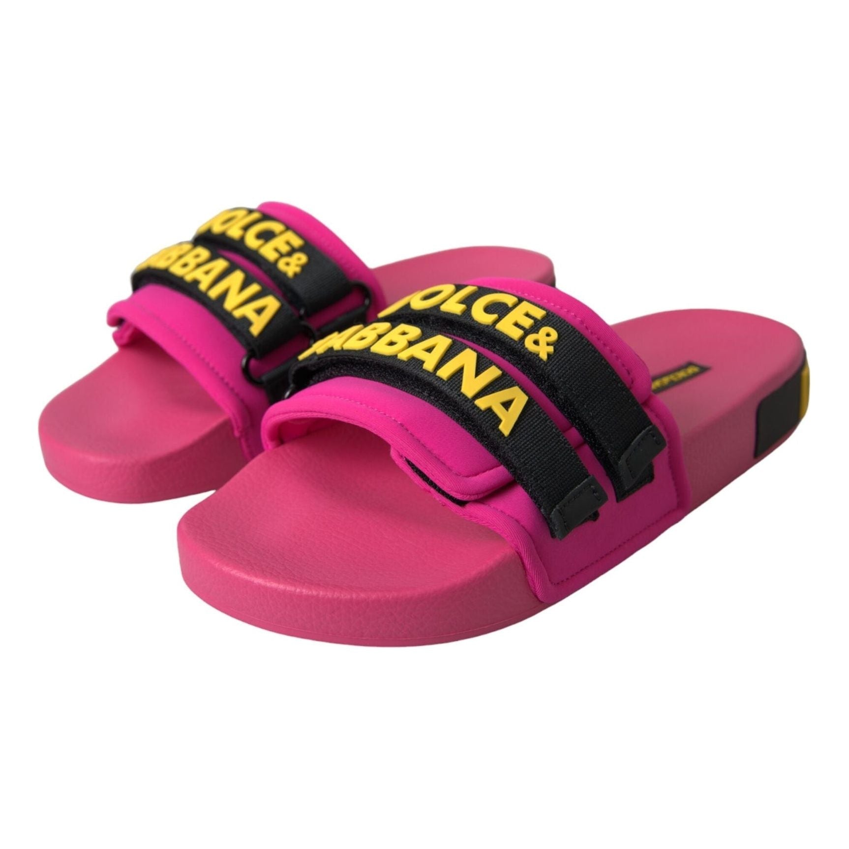 Pink Black Logo Beachwear Flats Sandals Shoes