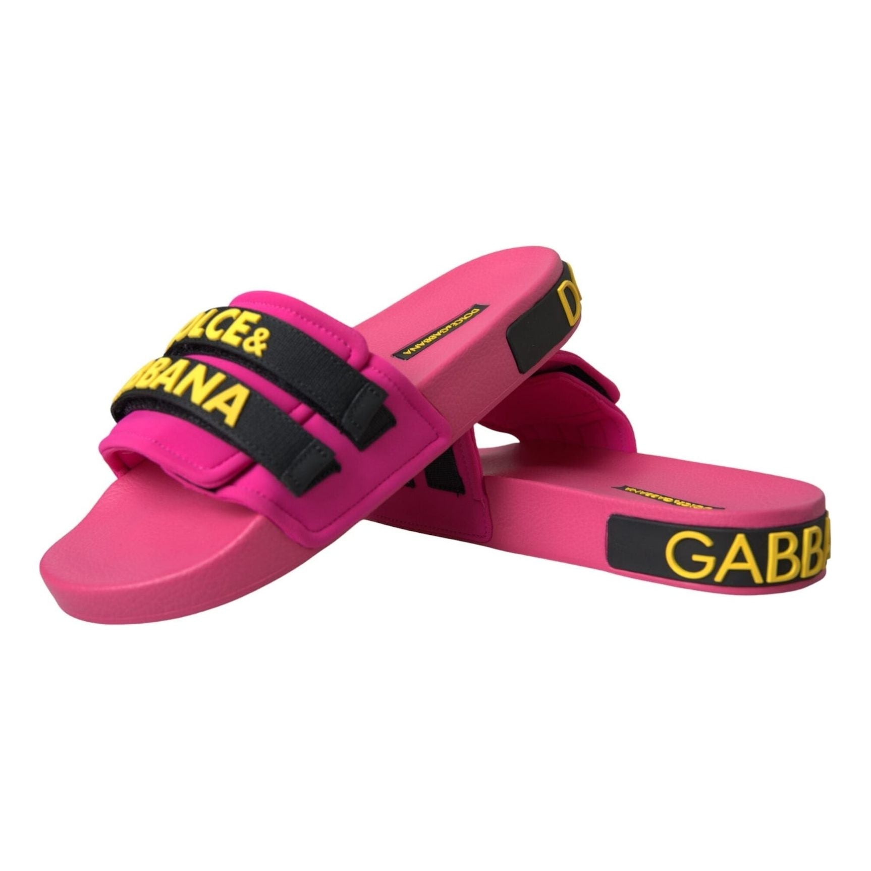 Pink Black Logo Beachwear Flats Sandals Shoes