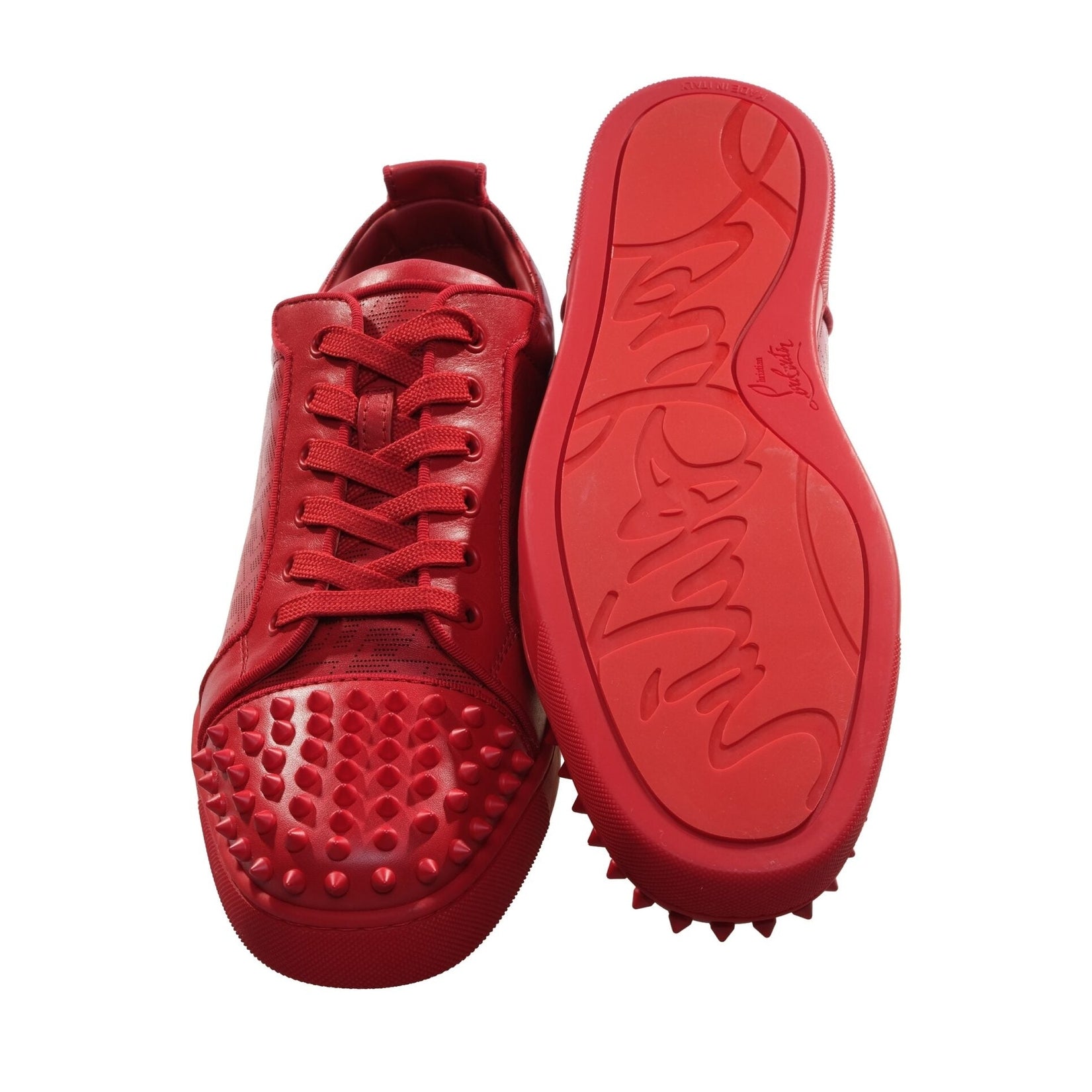 Louis Junior Spikes Orlato  Red Leather Sneakers