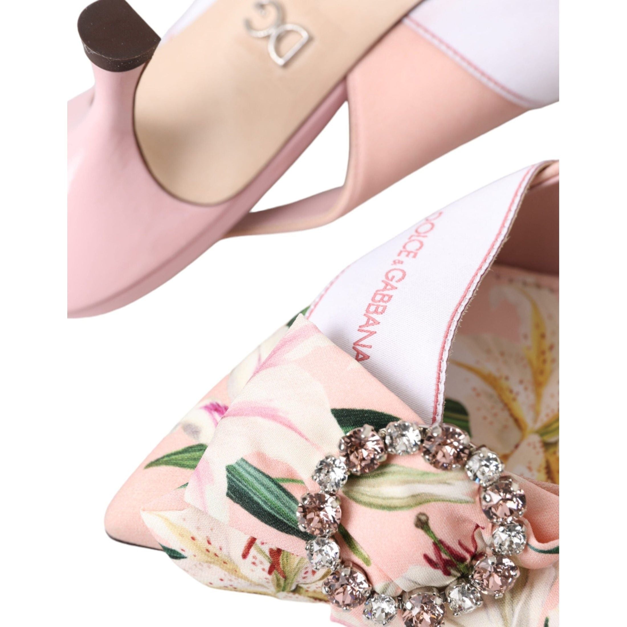 Pink Lily Crystal Cady Slingback Heel Shoes