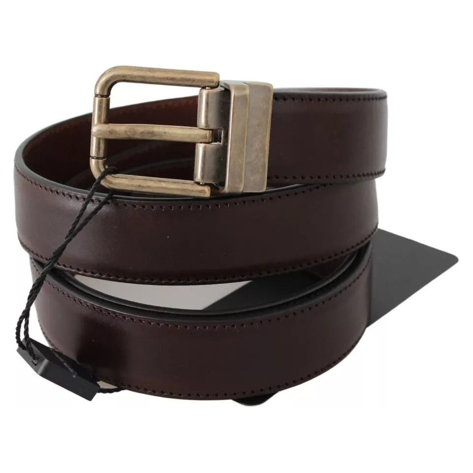 Brown Leather Gold Buckle Men Belt