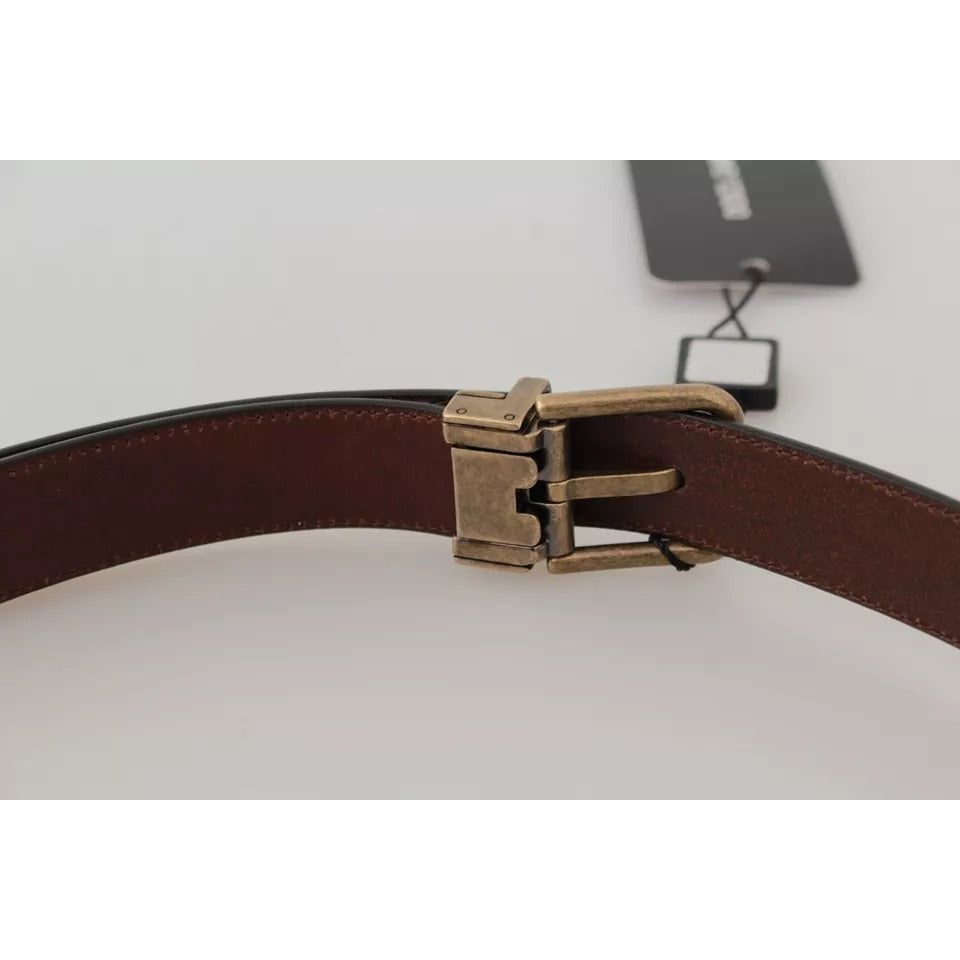 Brown Leather Gold Buckle Men Belt