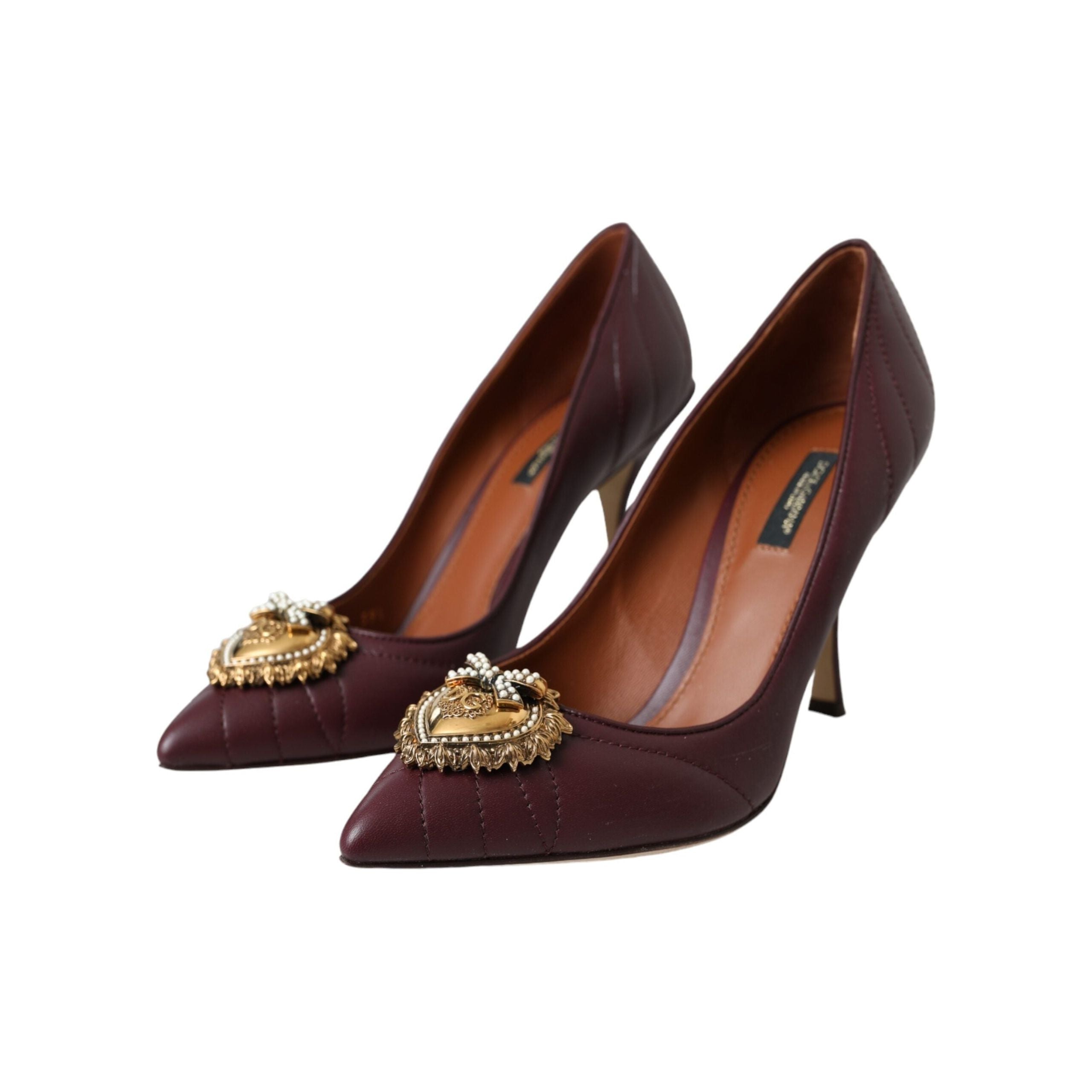 Bordeaux Leather Heart DEVOTION Pumps Shoes