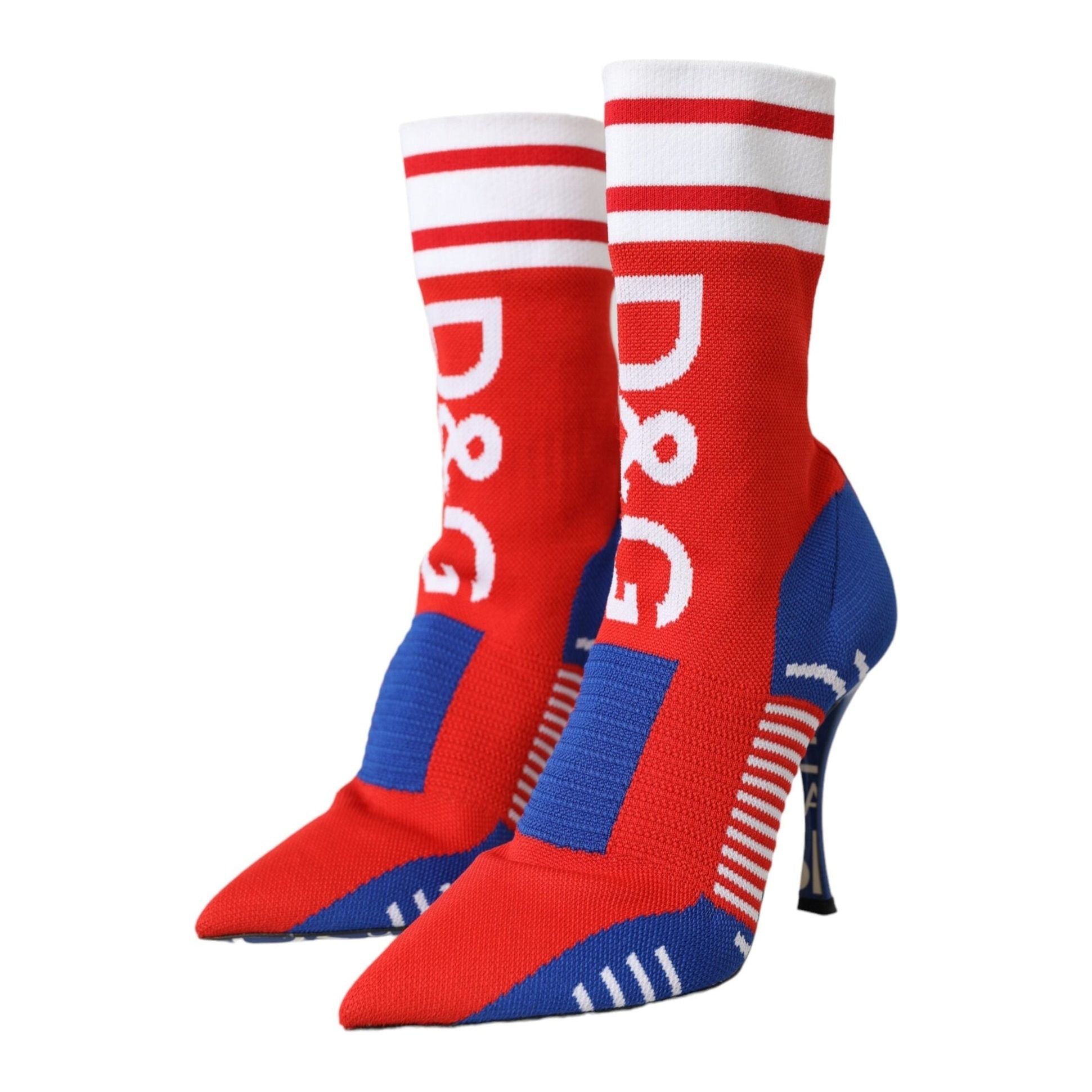 Red Blue Stretch Sock Style Ankle Boots Logo Shoes