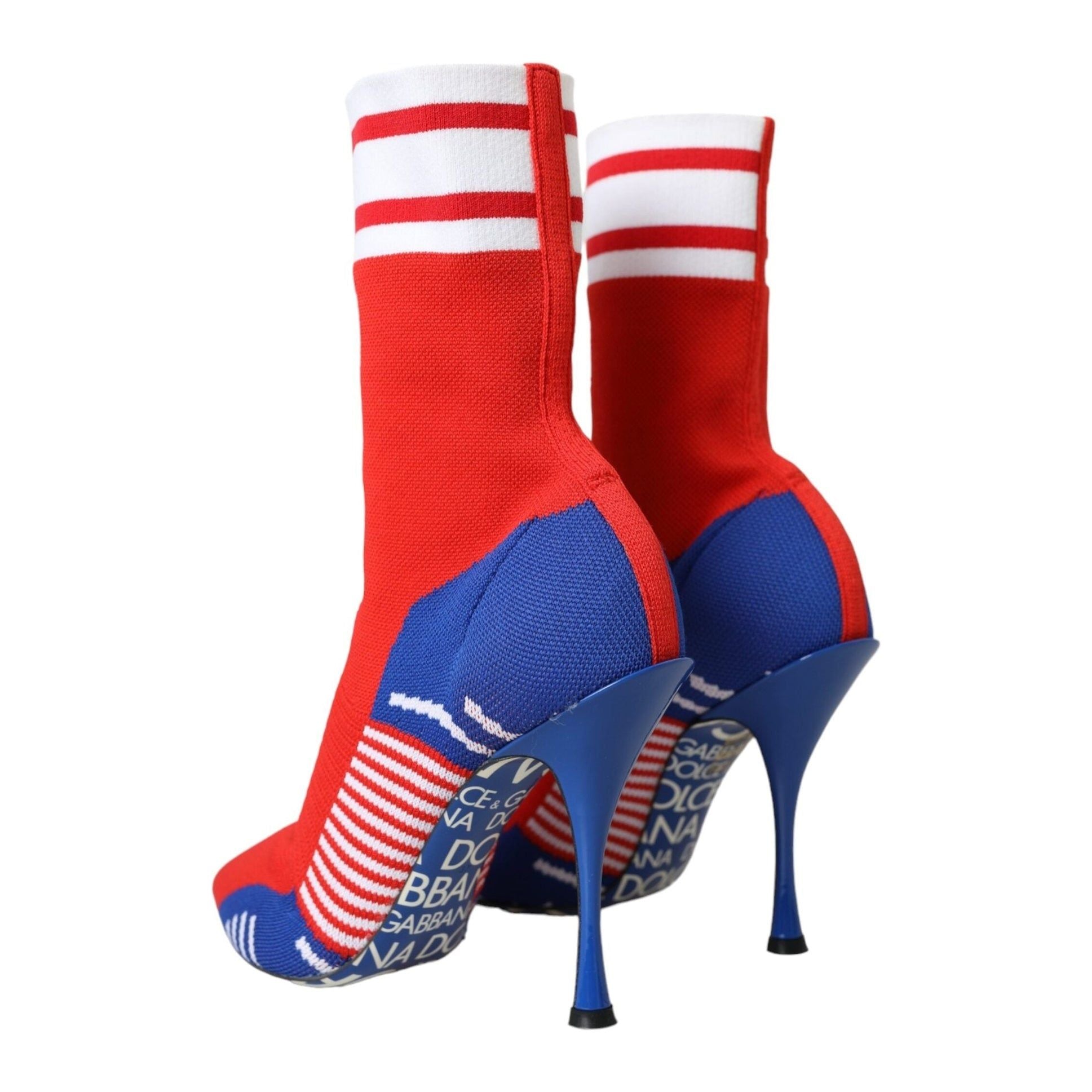 Red Blue Stretch Sock Style Ankle Boots Logo Shoes