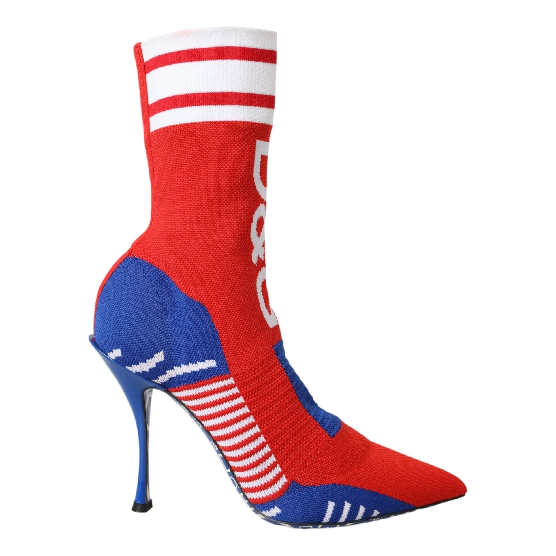 Red Blue Stretch Sock Style Ankle Boots Logo Shoes