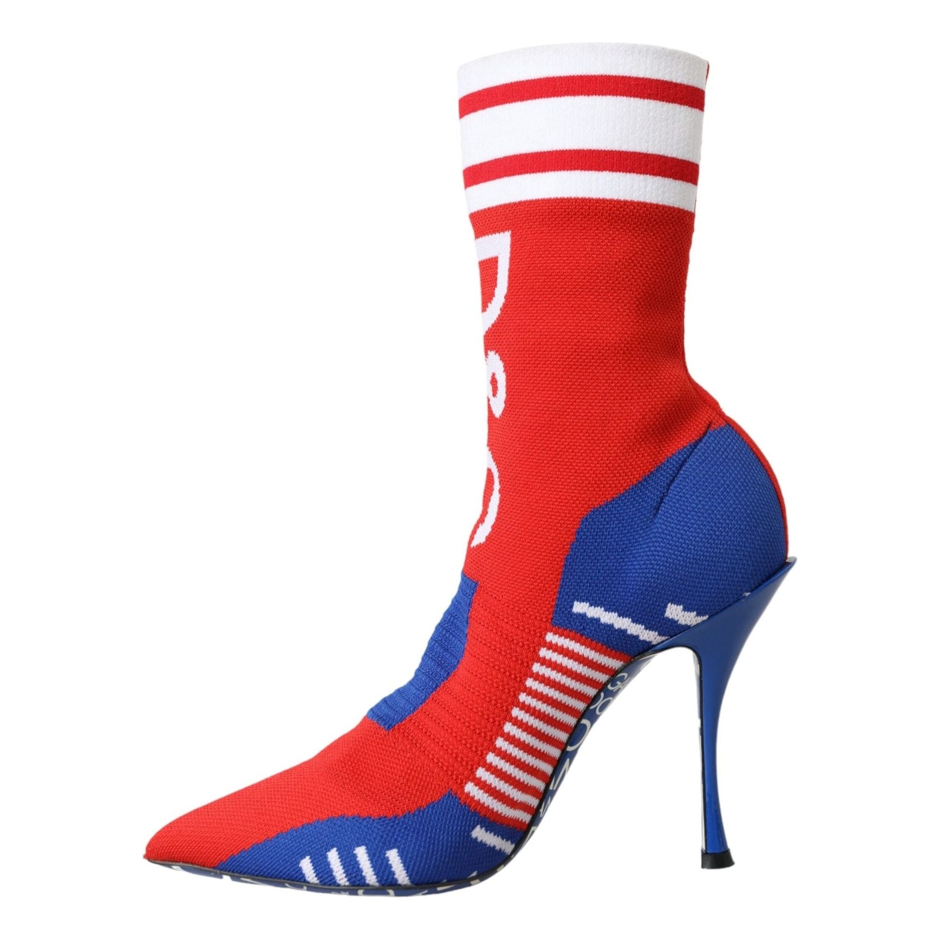 Red Blue Stretch Sock Style Ankle Boots Logo Shoes