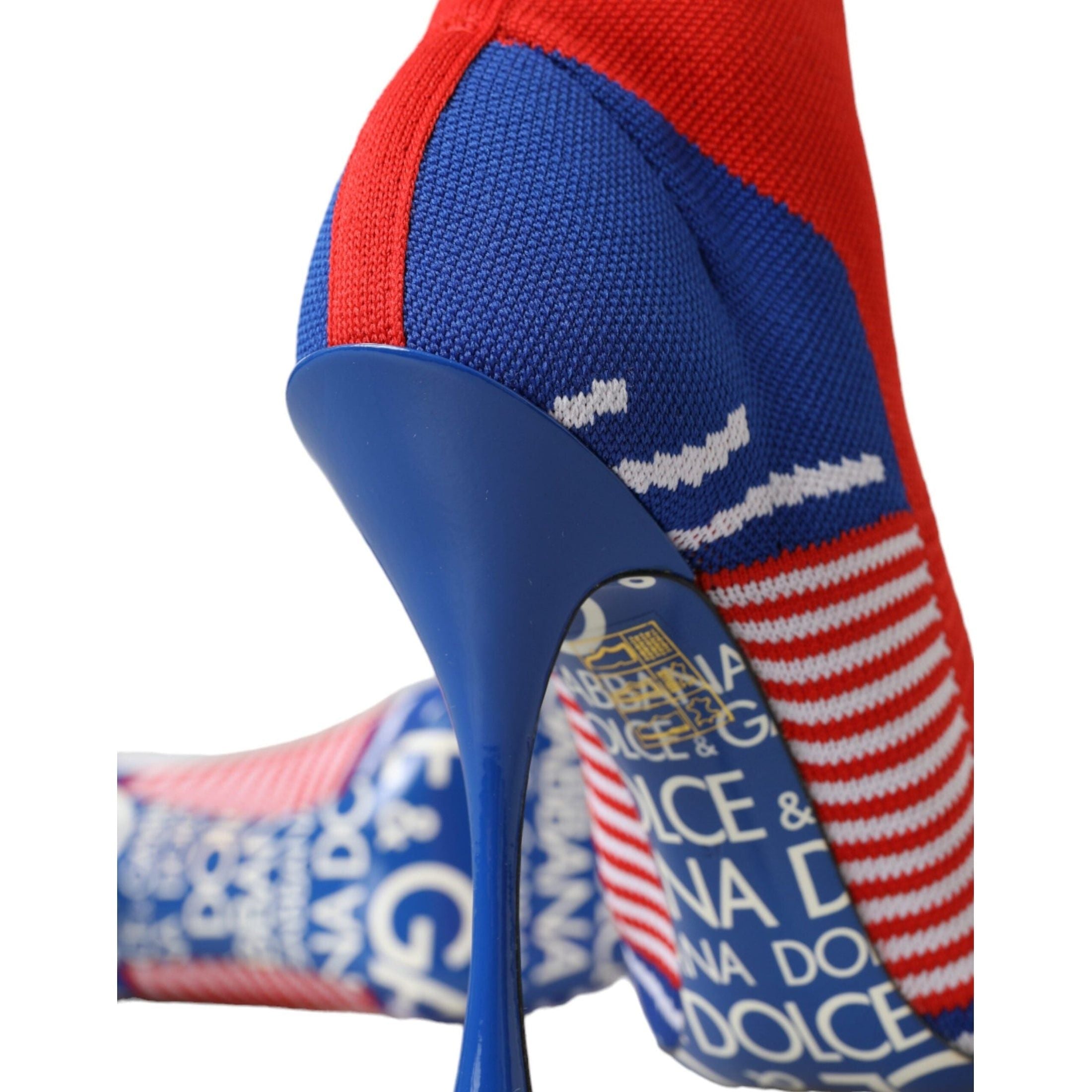 Red Blue Stretch Sock Style Ankle Boots Logo Shoes