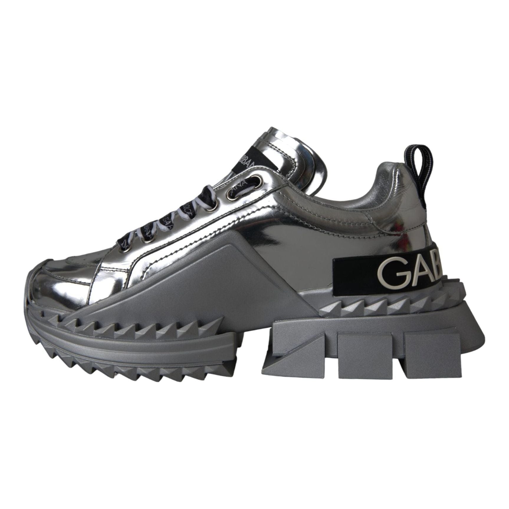 Silver Leather Super Queen Sneakers Shoes