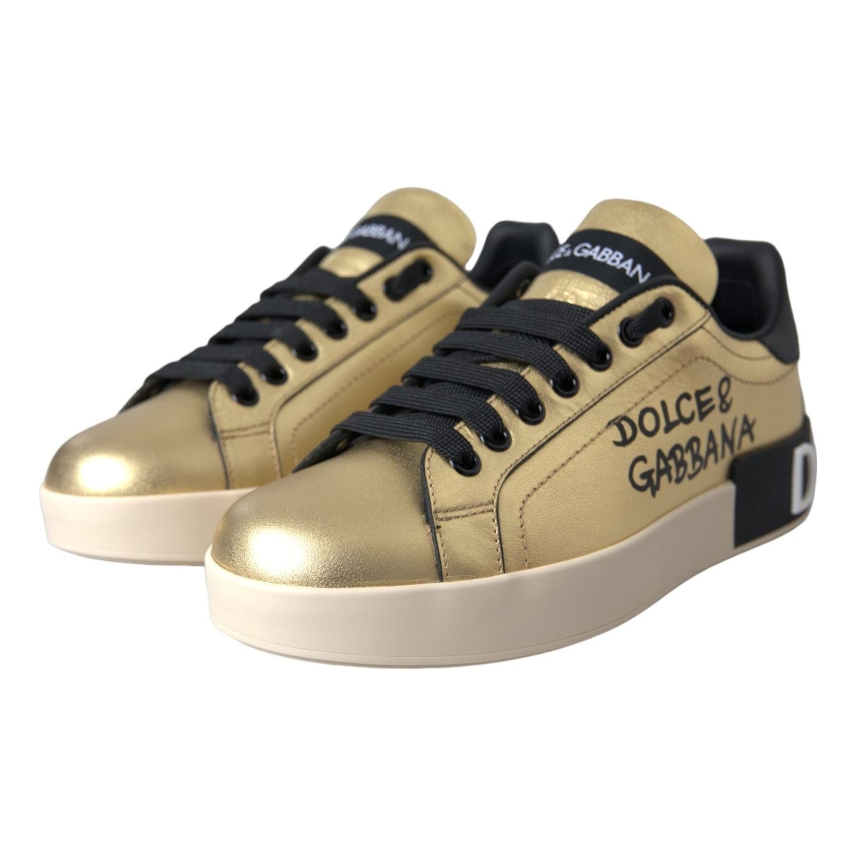 Gold Portofino Calf Leather Sneakers Women Shoes