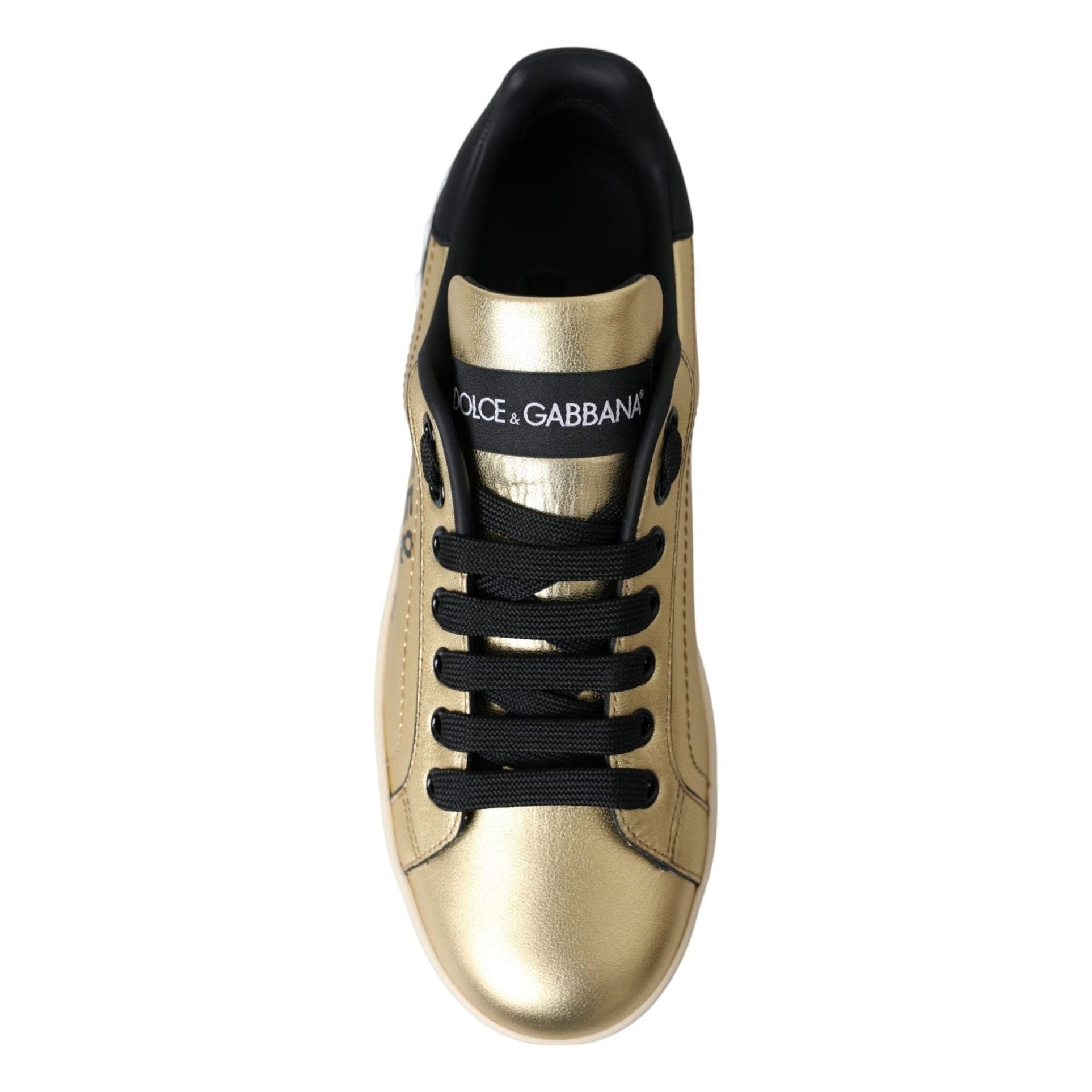 Gold Portofino Calf Leather Sneakers Women Shoes