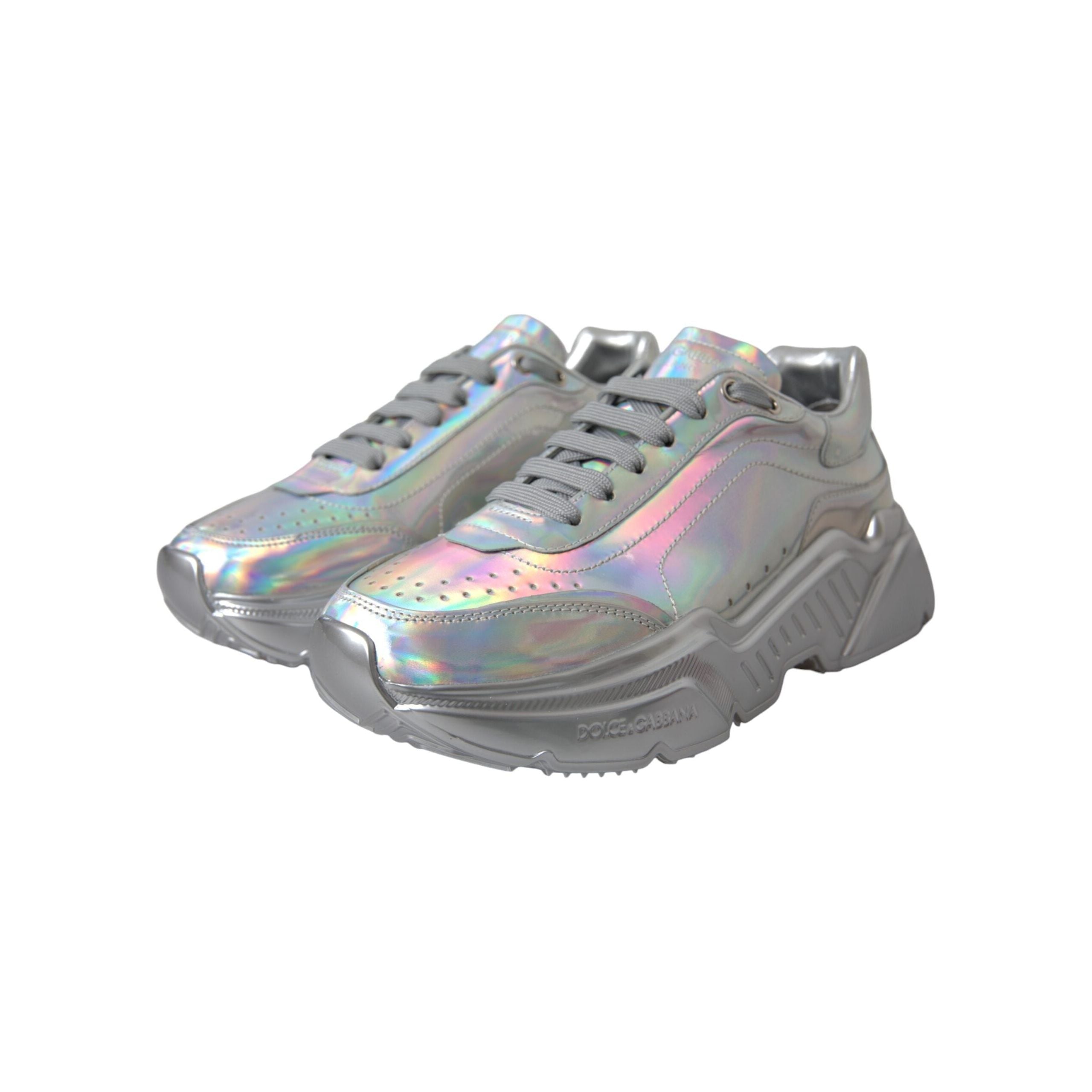 Silver Iridescent DAYMASTER Leather Sneakers Shoes