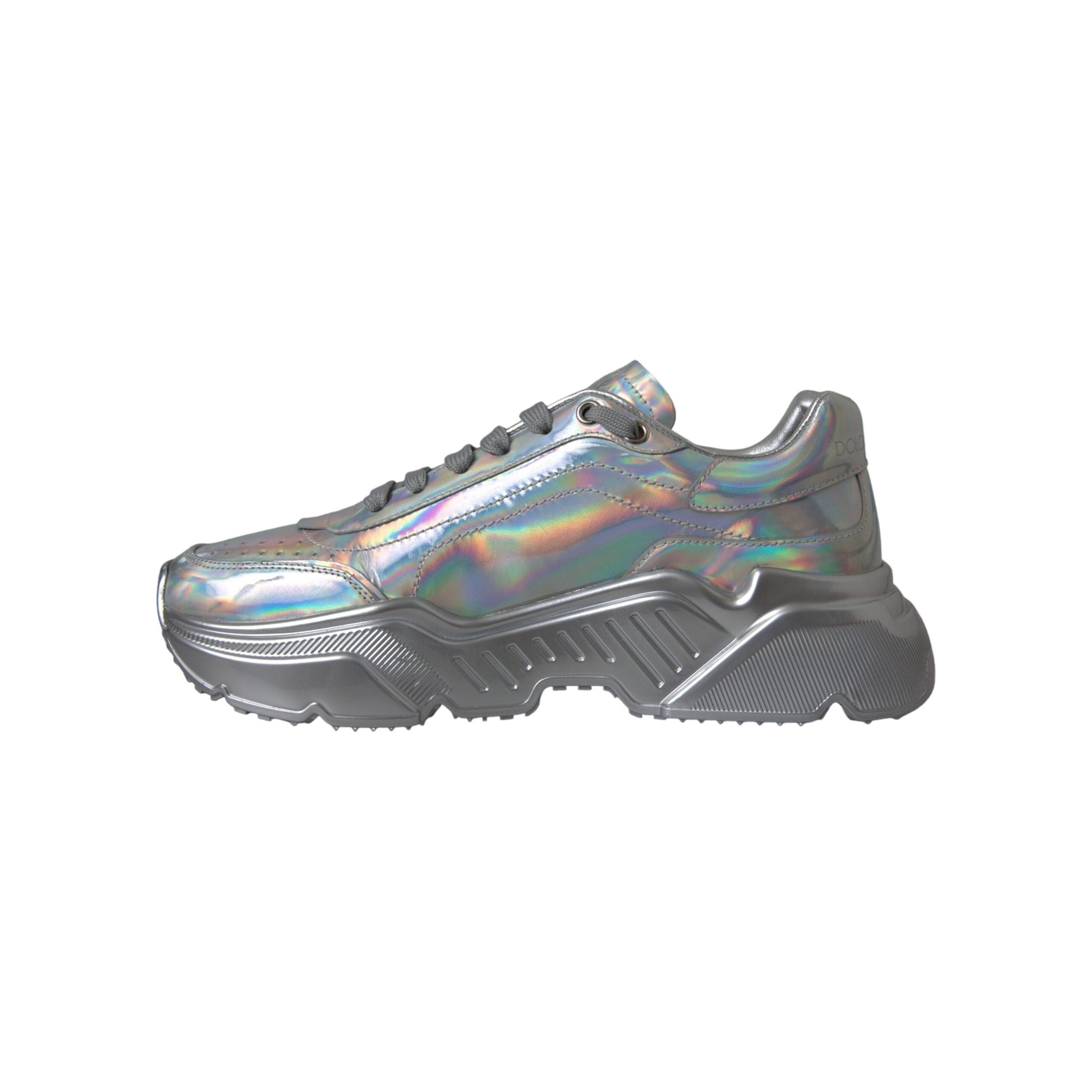 Silver Iridescent DAYMASTER Leather Sneakers Shoes