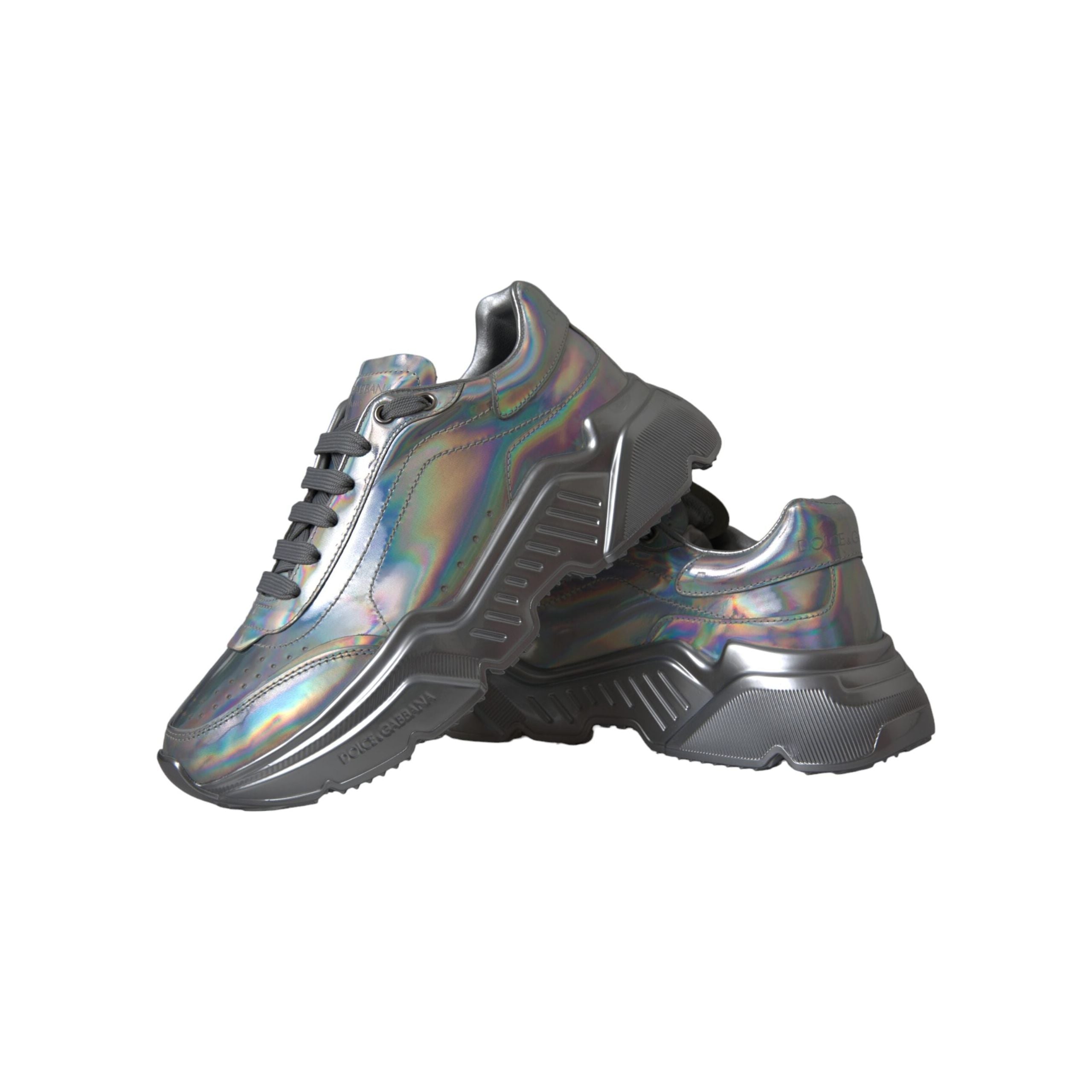 Silver Iridescent DAYMASTER Leather Sneakers Shoes