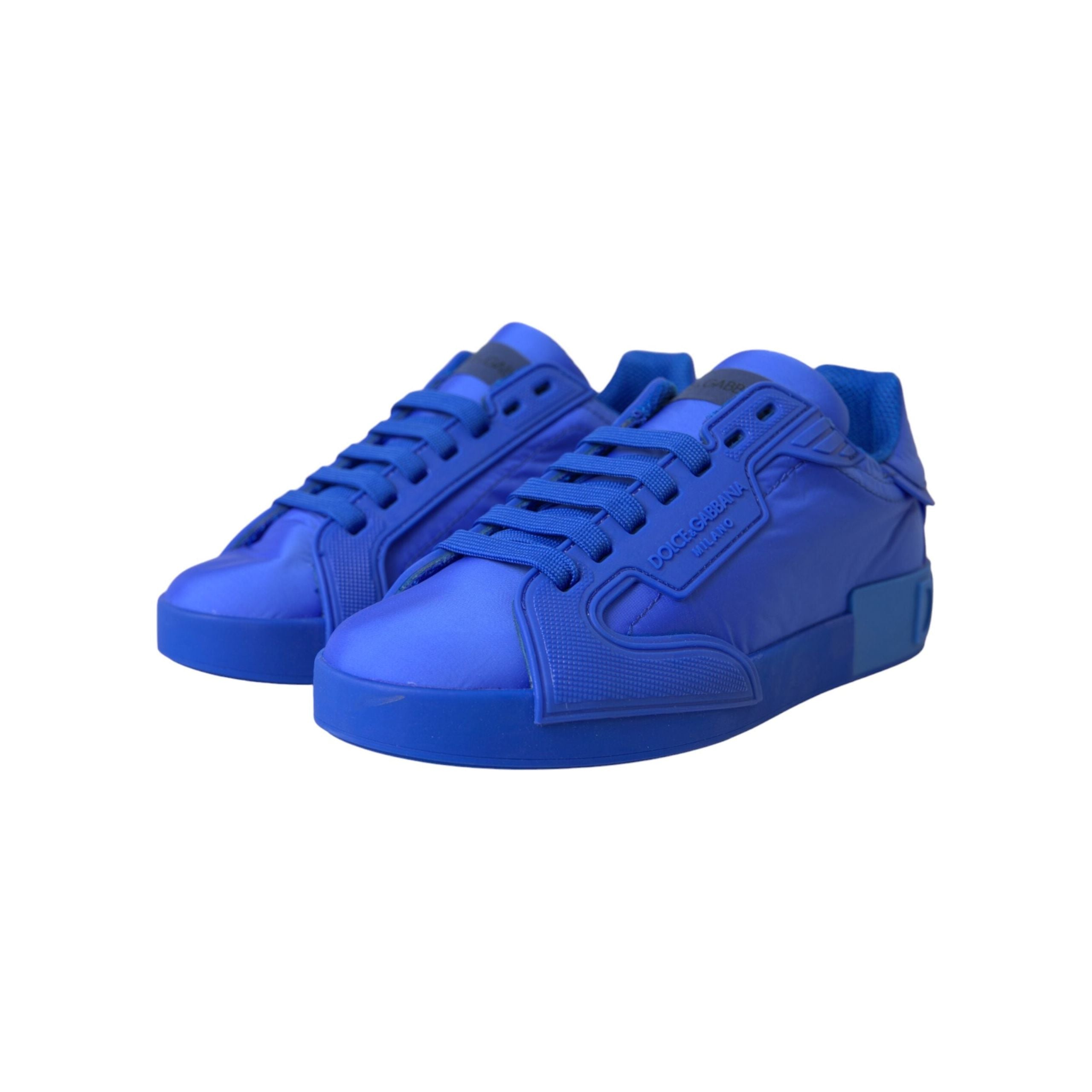 Blue Leather Fabric Low Top Sneakers Shoes