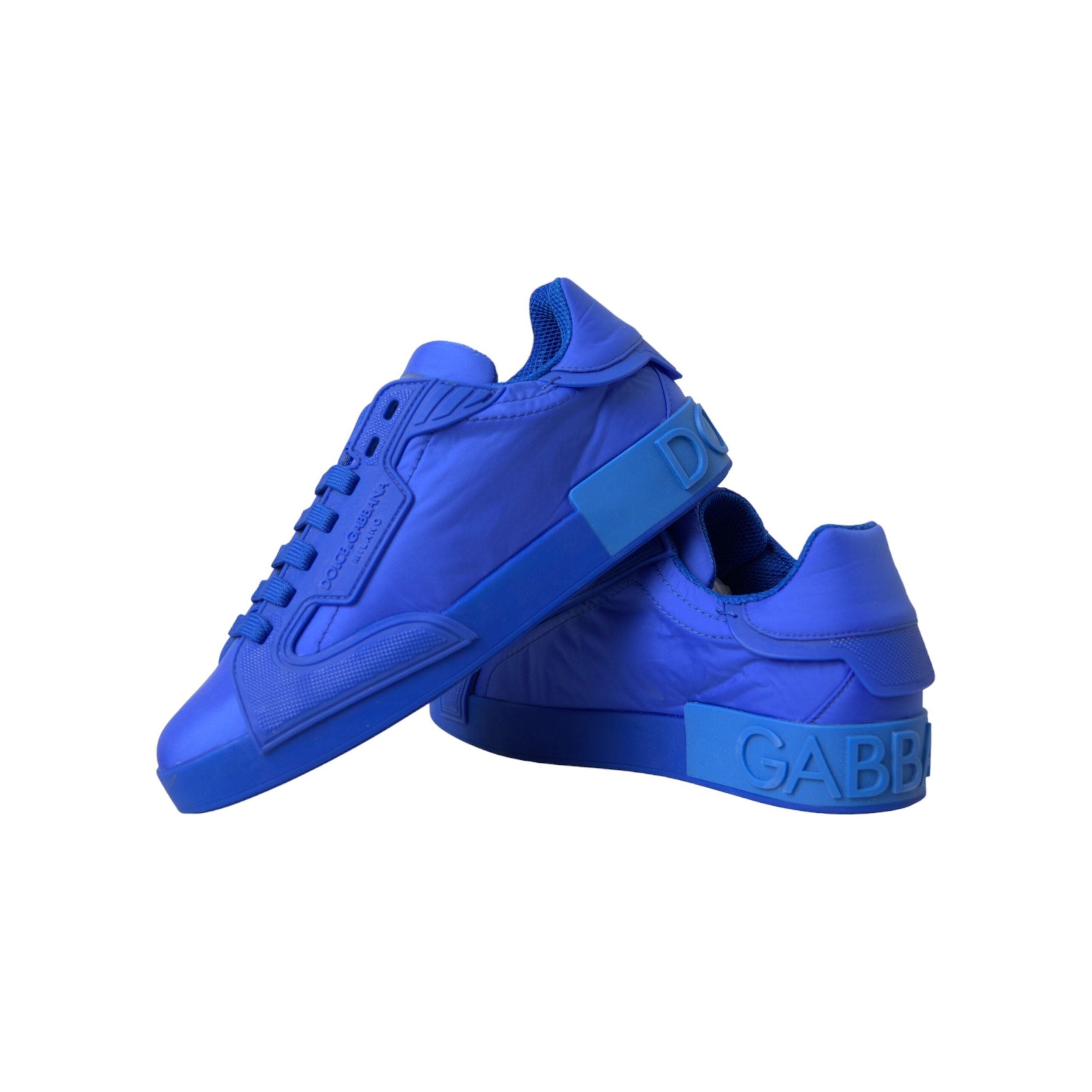 Blue Leather Fabric Low Top Sneakers Shoes