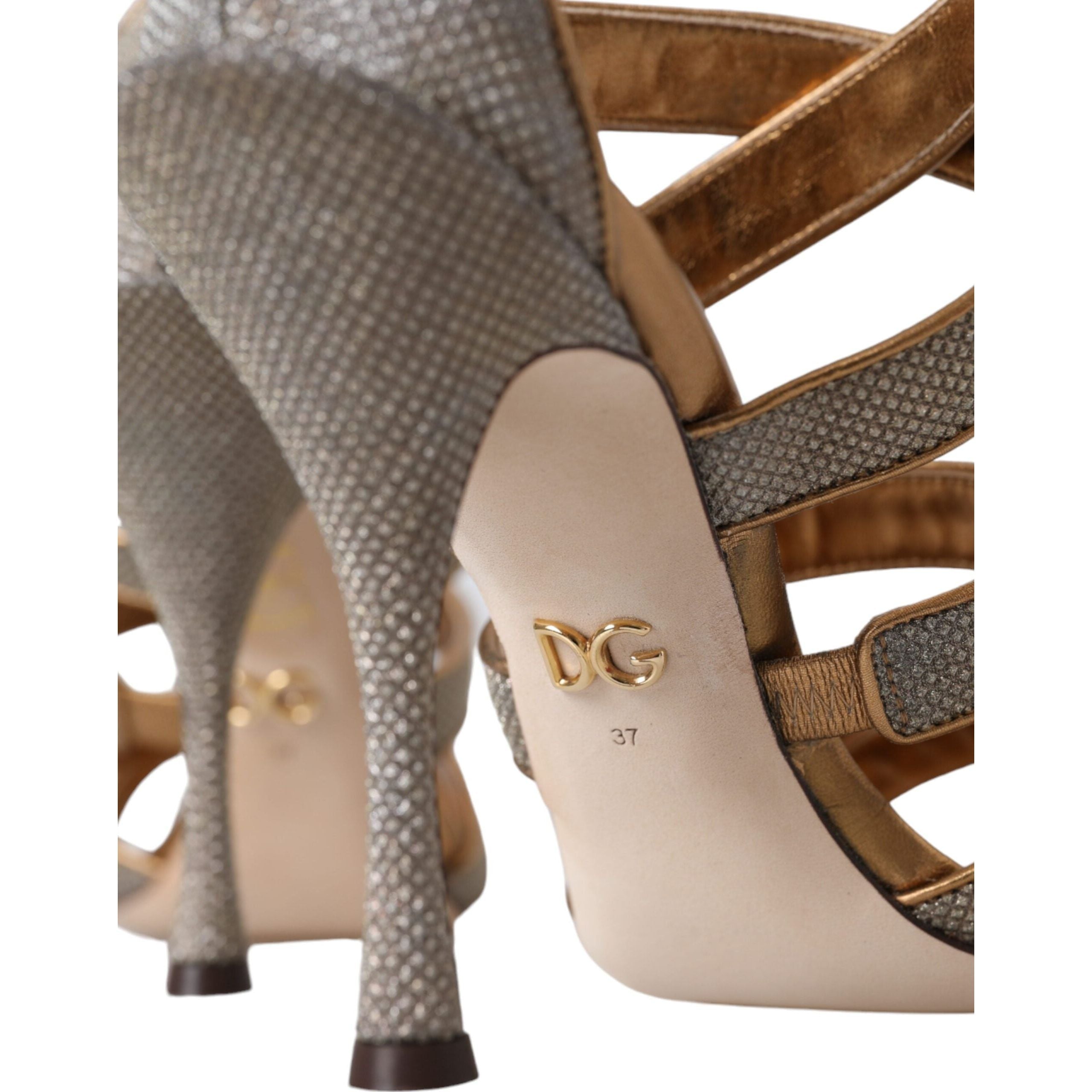 Bronze Crystal Strap Heels Sandals Shoes