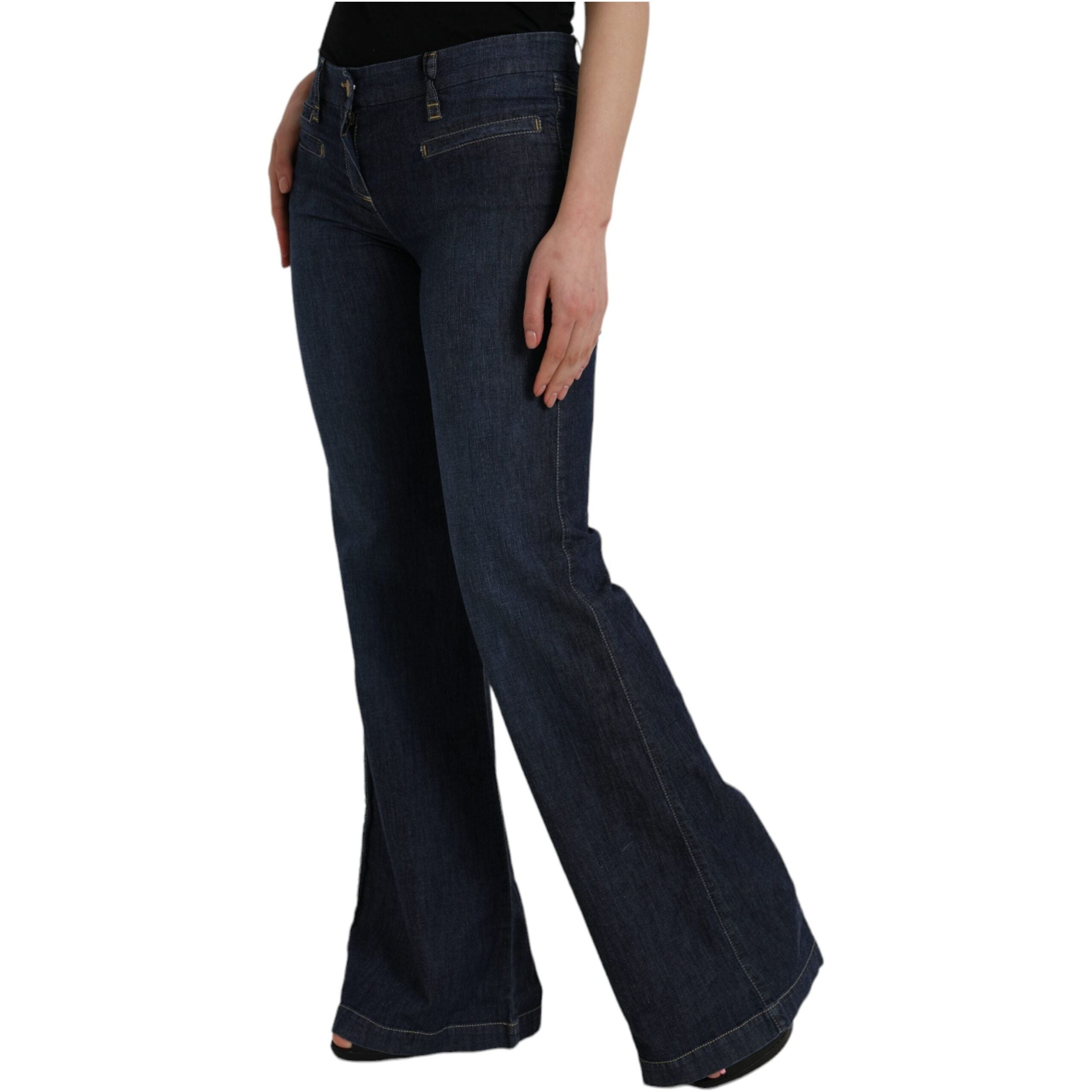 Dark Blue Cotton Bootcut Denim Jeans