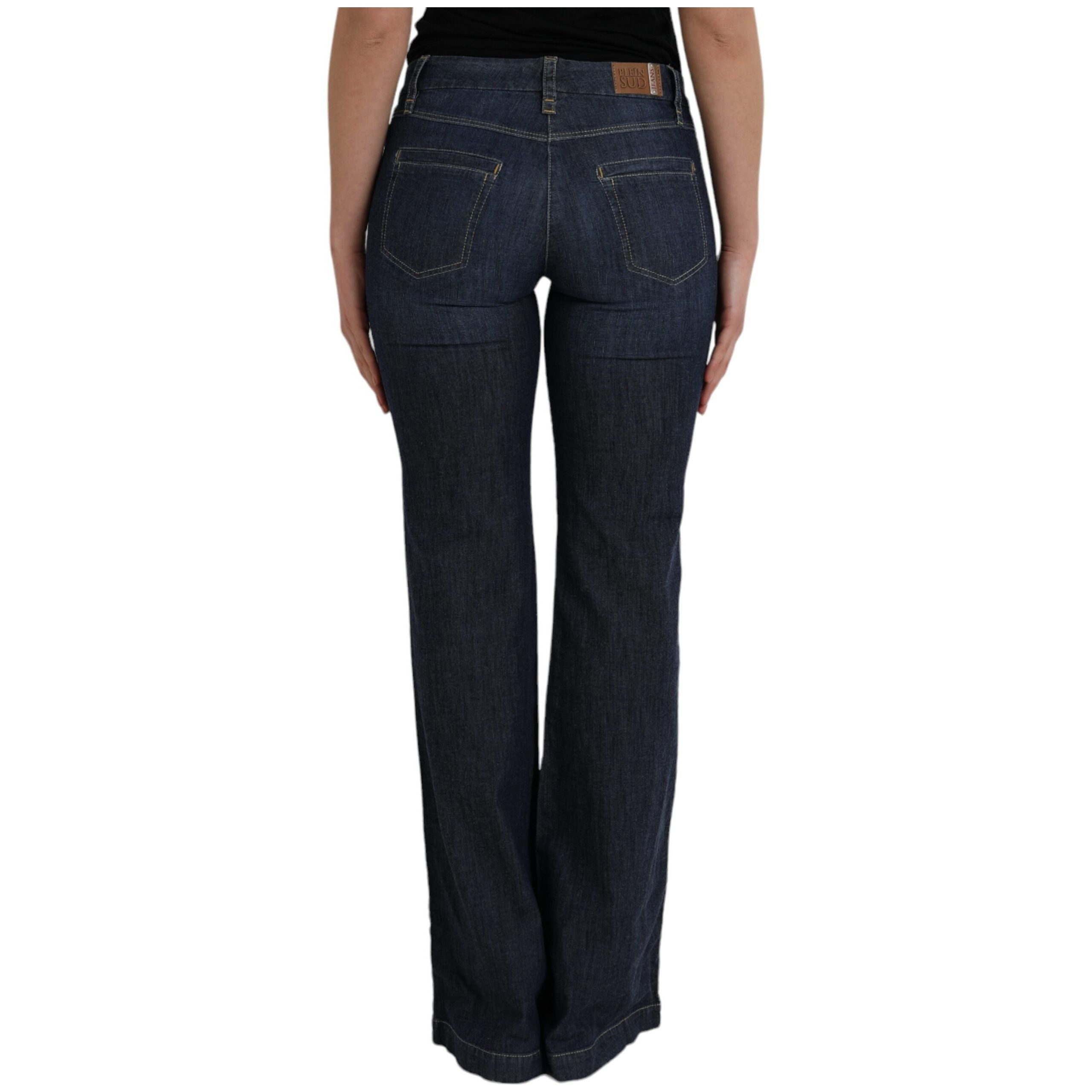 Dark Blue Cotton Bootcut Denim Jeans