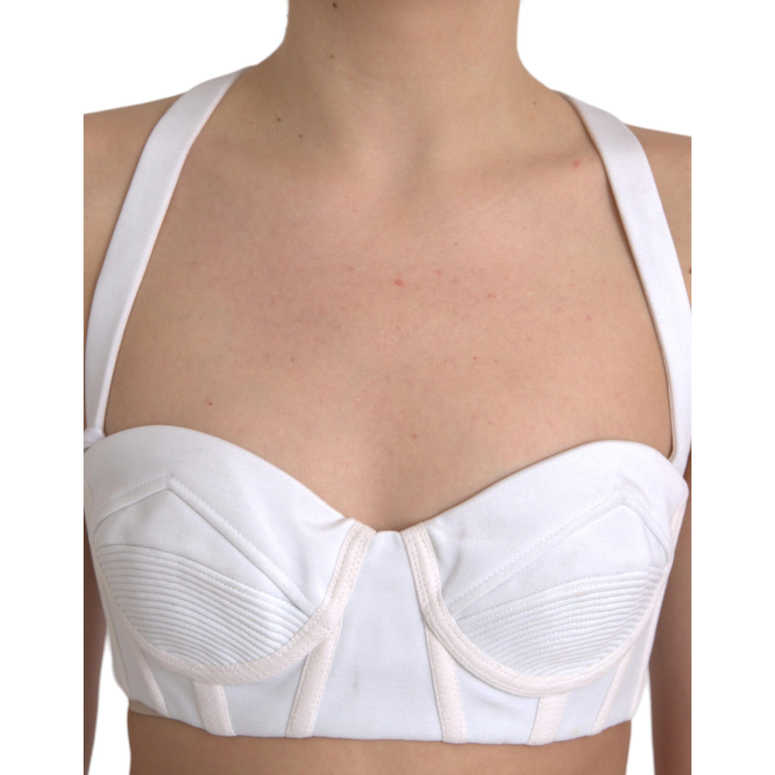 White Viscose Bustier Sleeveless Cropped Top