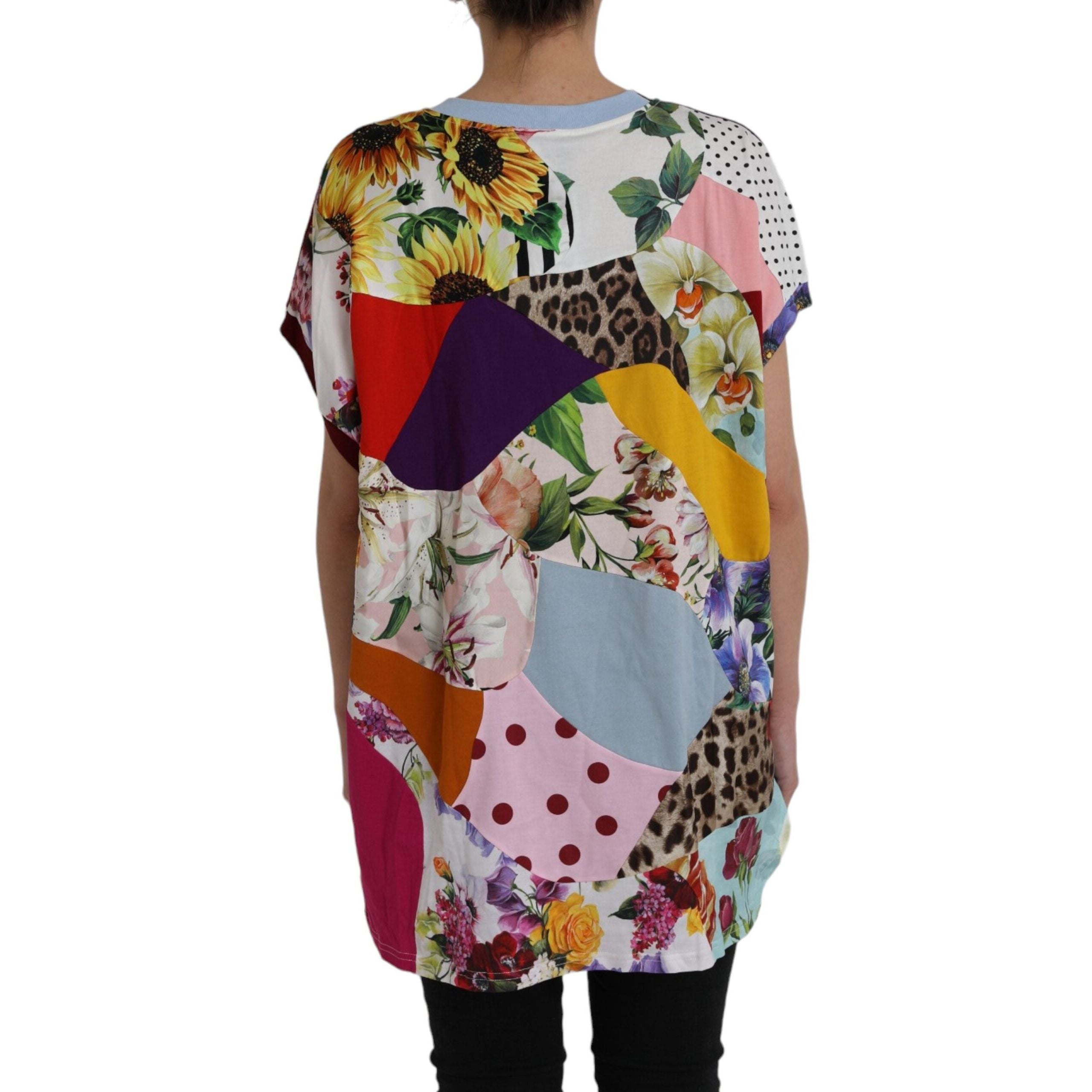 Multicolor Patchwork Cotton Silk Blouse Top