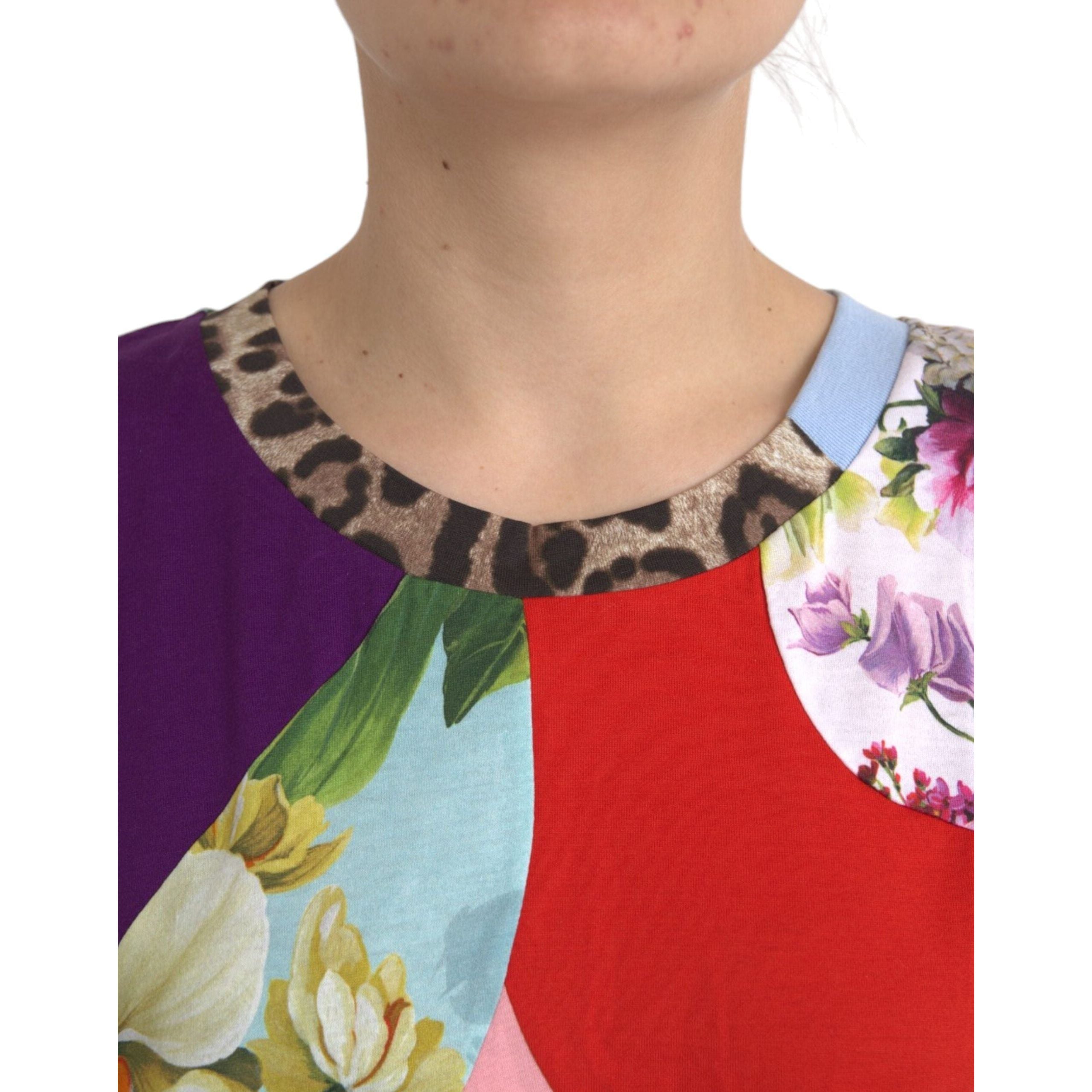 Multicolor Patchwork Cotton Silk Blouse Top