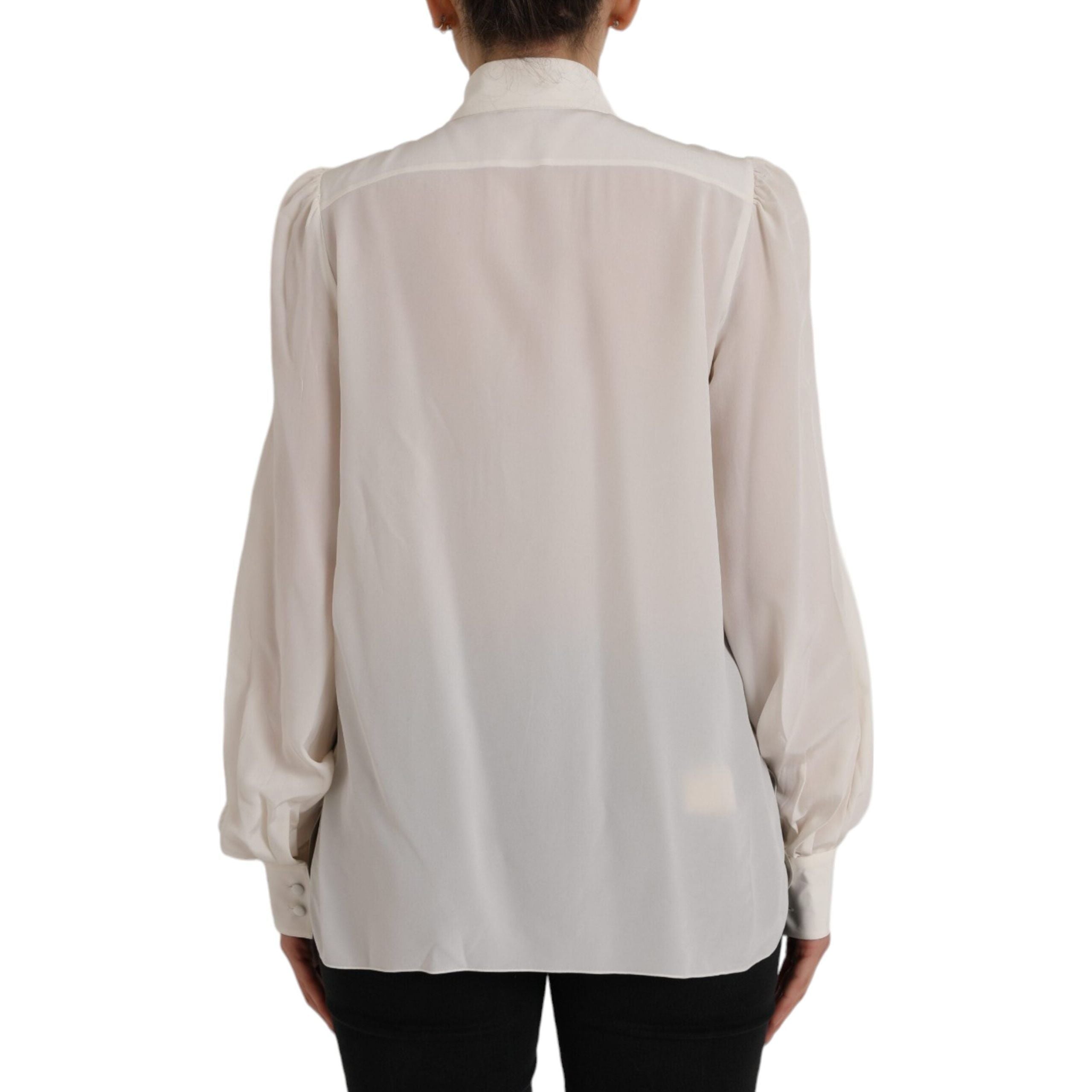 Off White Long Sleeve Button Down Blouse Top