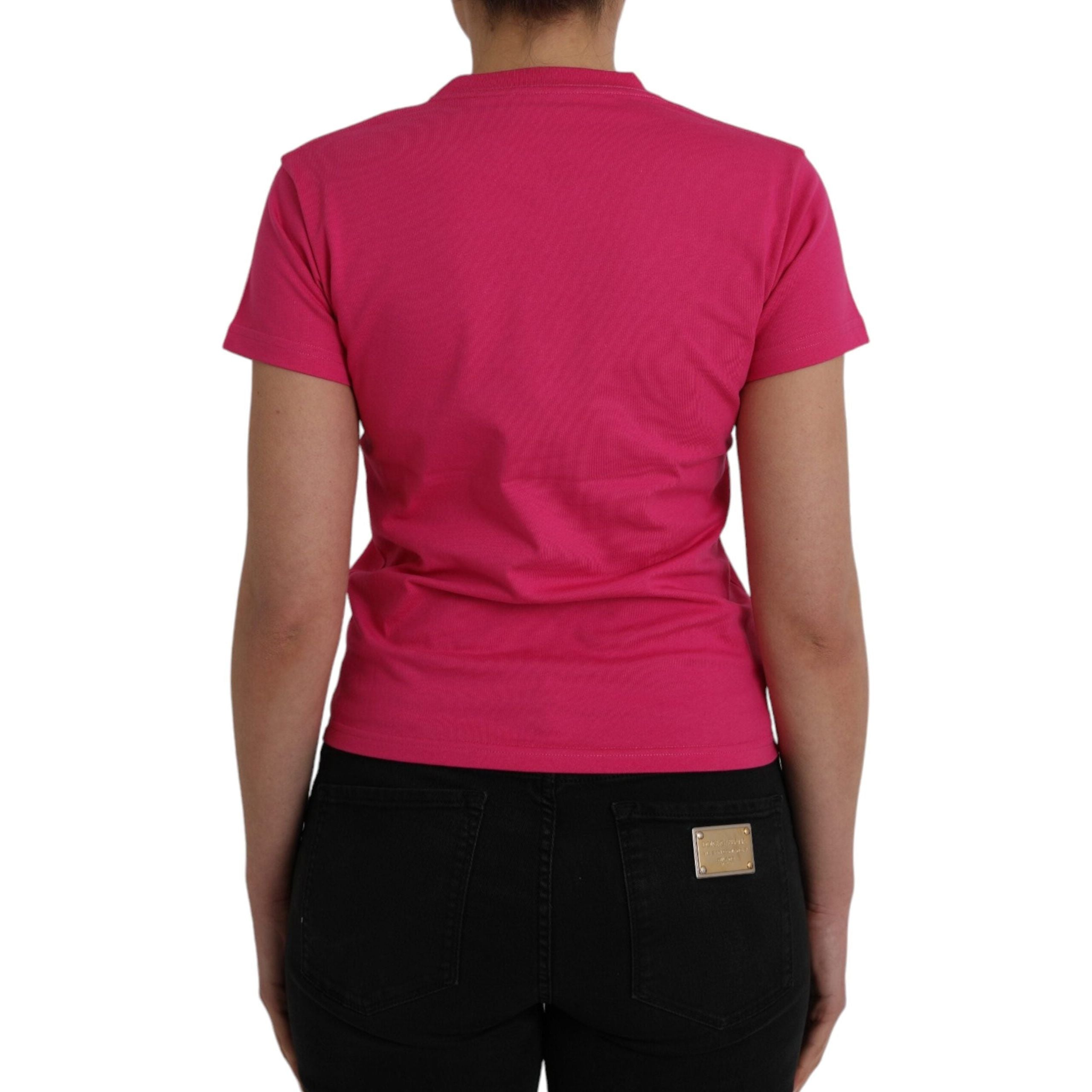 Pink Cotton Crew Neck Short Sleeves Tee T-shirt