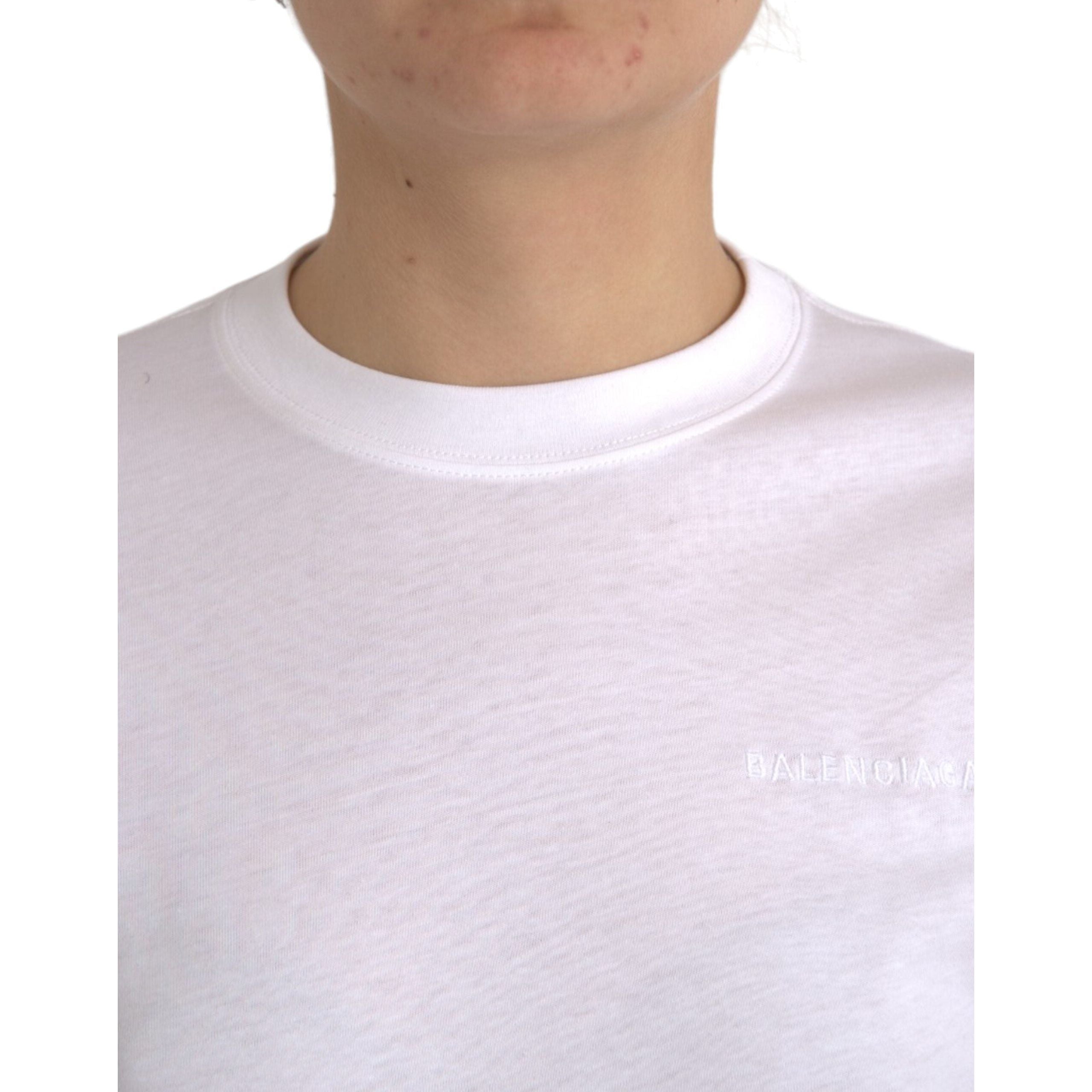 White Cotton Crew Neck Short Sleeves T-shirt