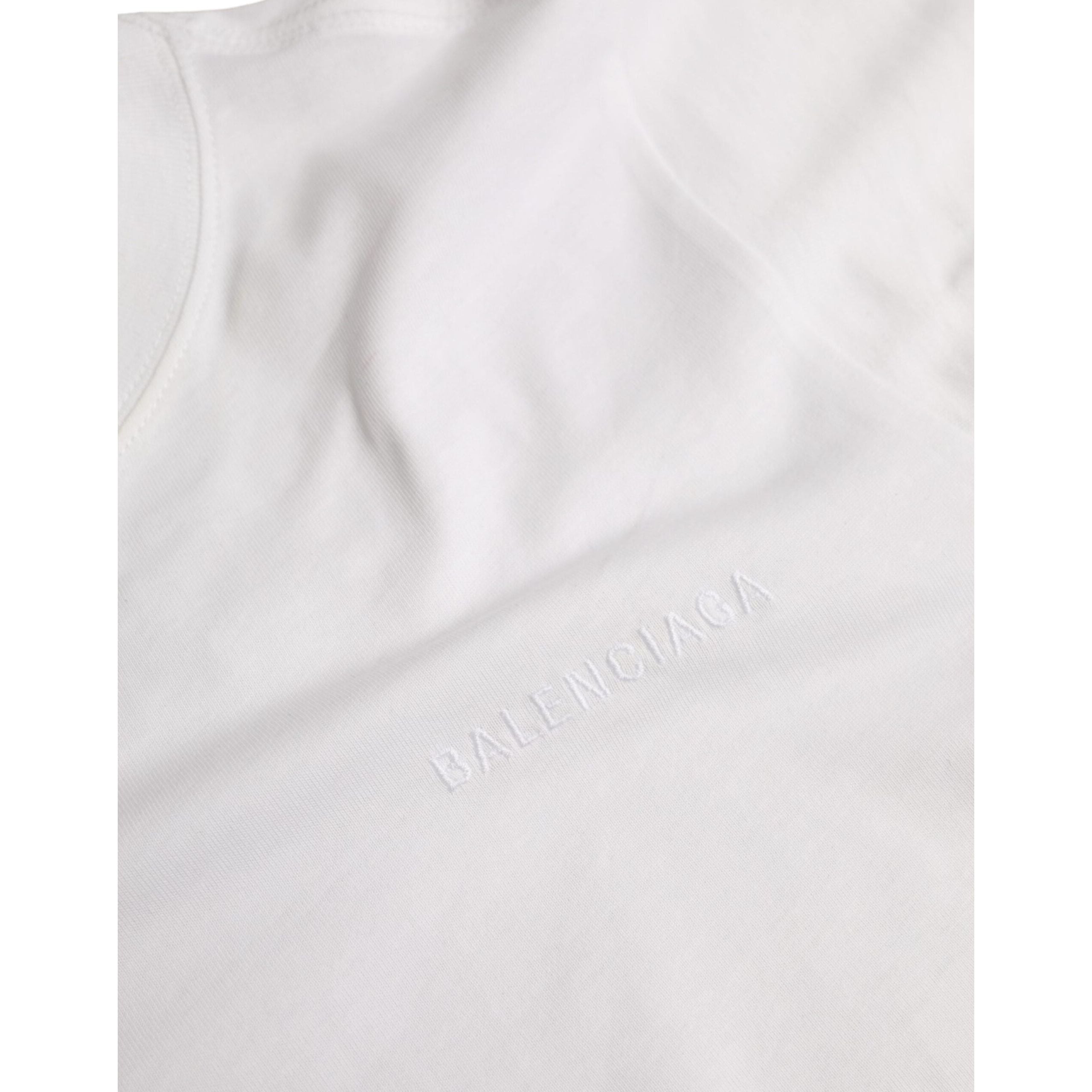 White Cotton Crew Neck Short Sleeves T-shirt