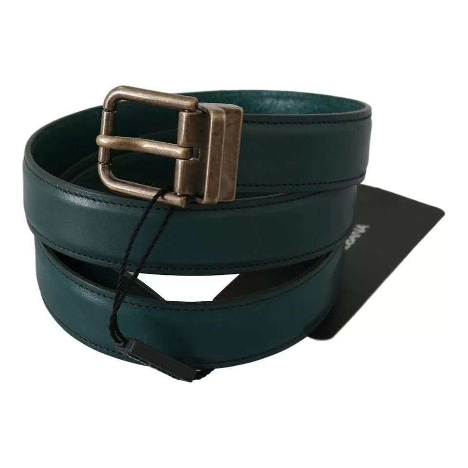 Green Gold Buckle Waist Leather Belt