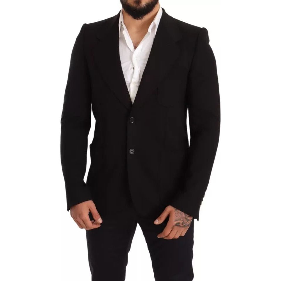 Black Wool Slim Fit Coat Jacket Blazer