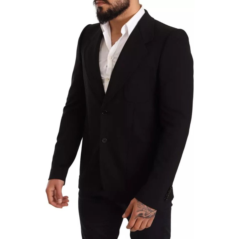 Black Wool Slim Fit Coat Jacket Blazer