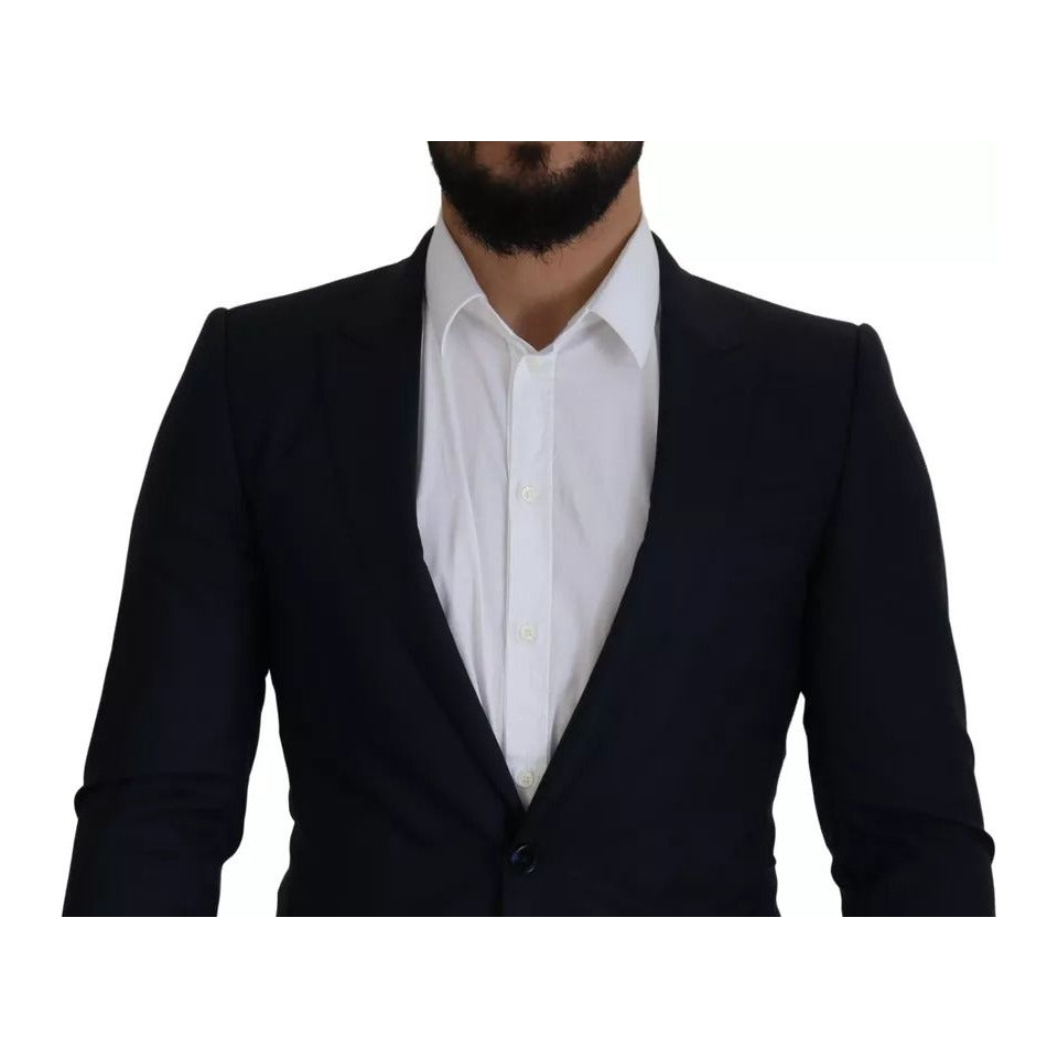 Blue Wool Single Breasted Coat Men Blazer