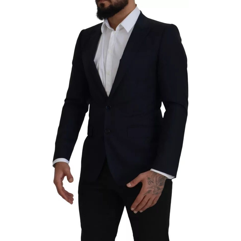 Blue Wool Single Breasted Coat Men Blazer