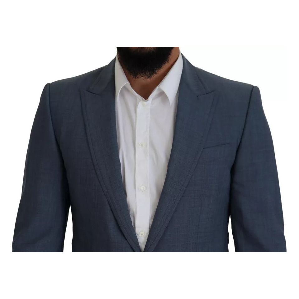 Blue Wool Stretch Slim Fit Jacket Blazer