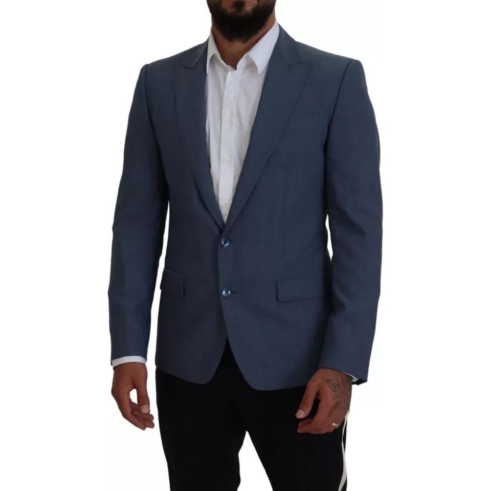 Blue Wool Stretch Slim Fit Jacket Blazer