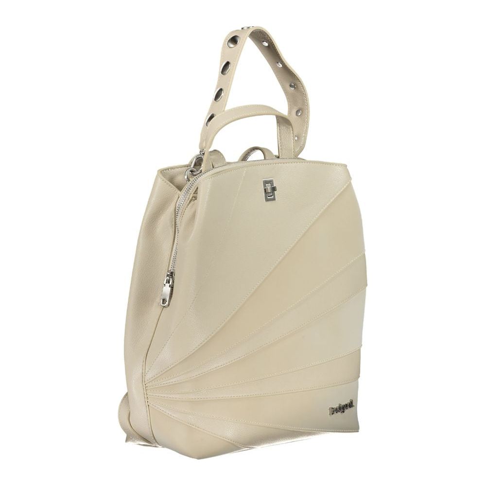 Beige Polyethylene Backpack