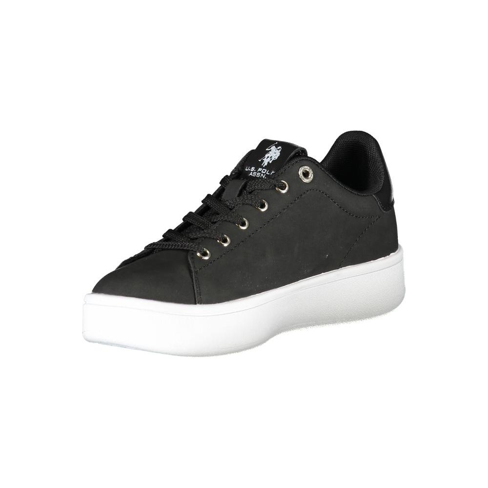 Chic Black Laced Sports Sneakers with Logo Detail