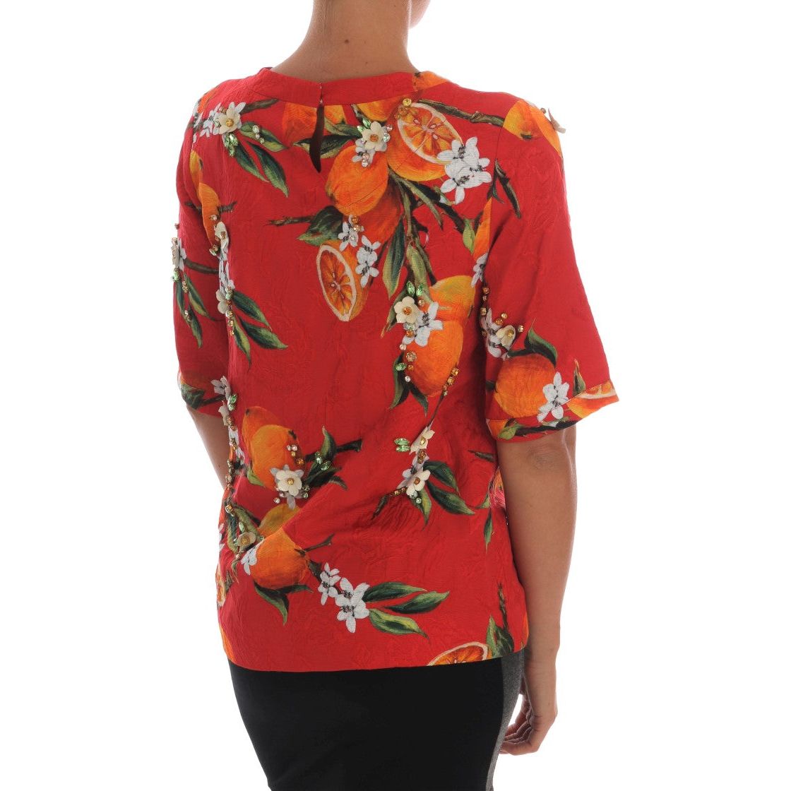 Embellished Crepe Blouse with Blossom Print