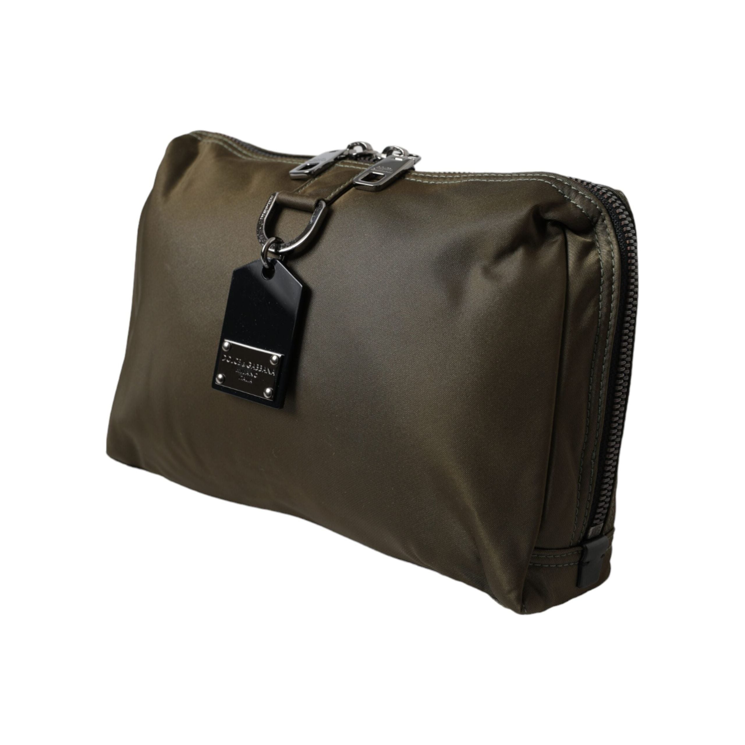 Army Green Nylon Logo Clutch Crossbody Shoulder Bag