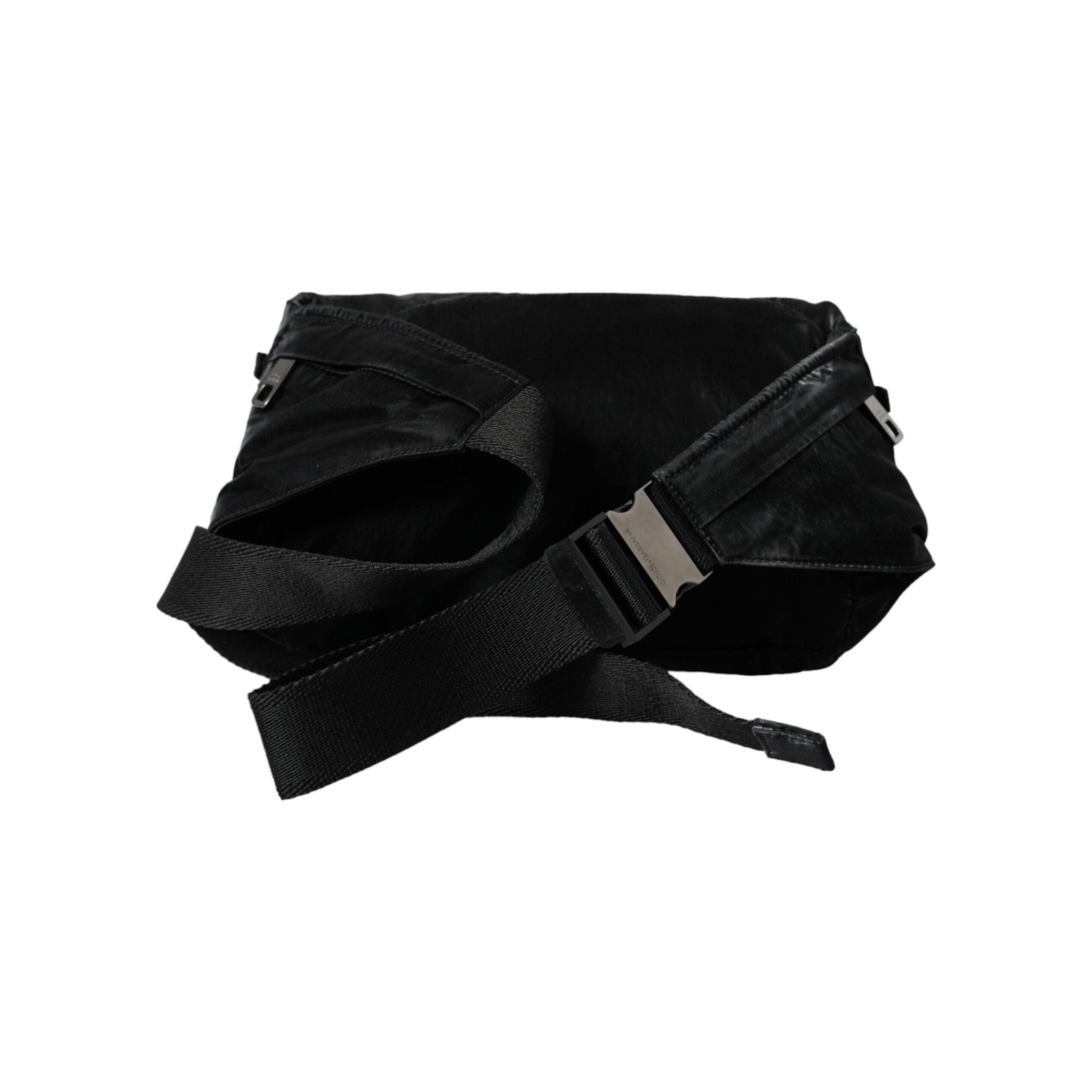 Black Nylon Logo Plaque Belt Waist Fanny Pack Bag