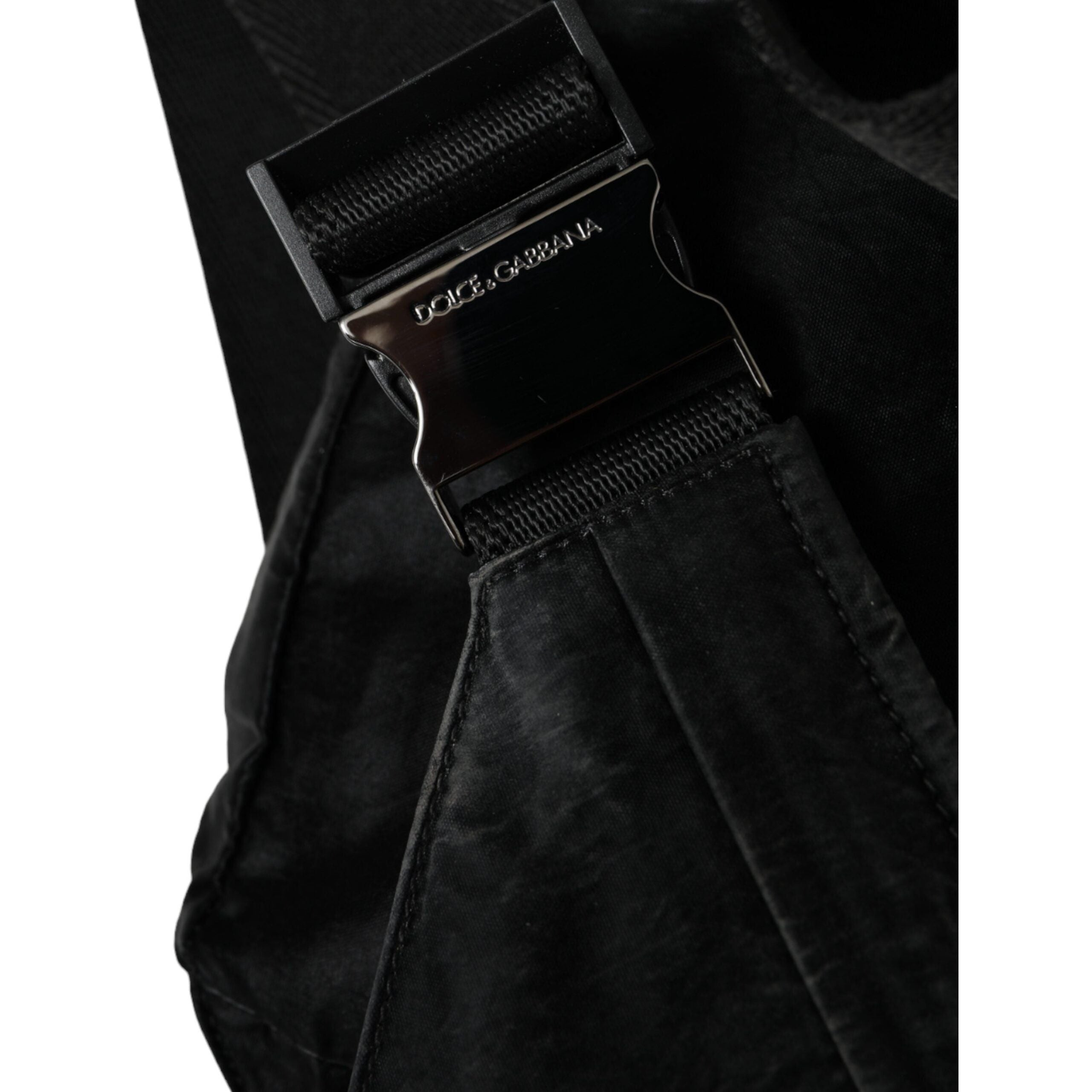 Black Nylon Logo Plaque Belt Waist Fanny Pack Bag