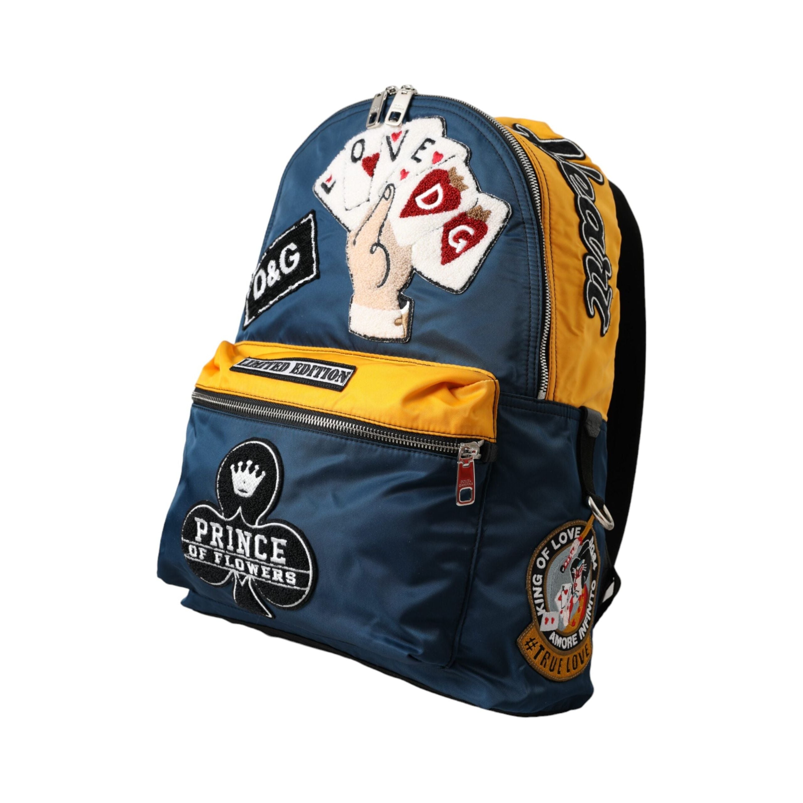 Blue Yellow Nylon Prince Of Heart Backpack Bag