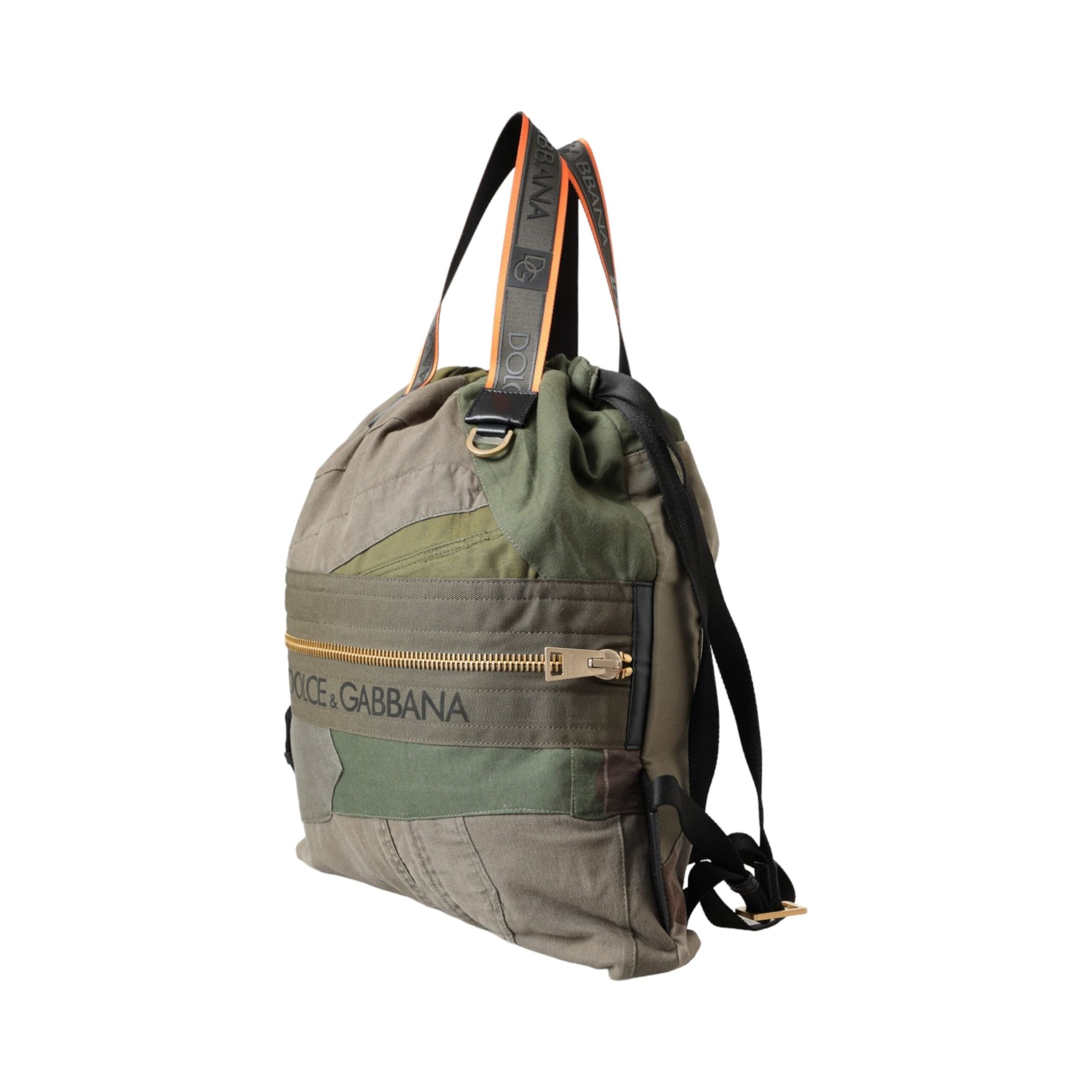 Military Green Patchwork Rucksack Backpack Bag