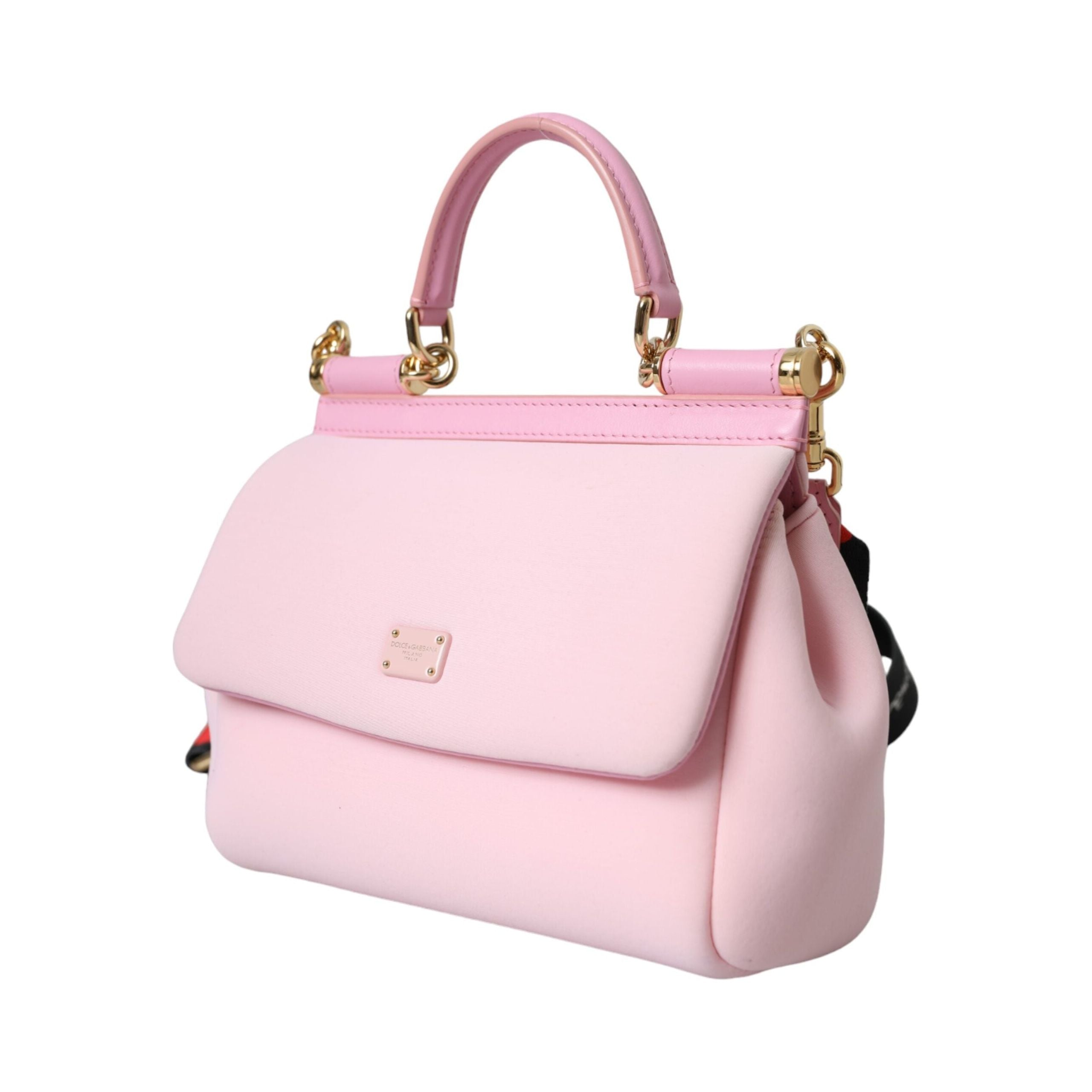 Pink SICILY Neoprene Top Handle Shoulder Satchel Bag