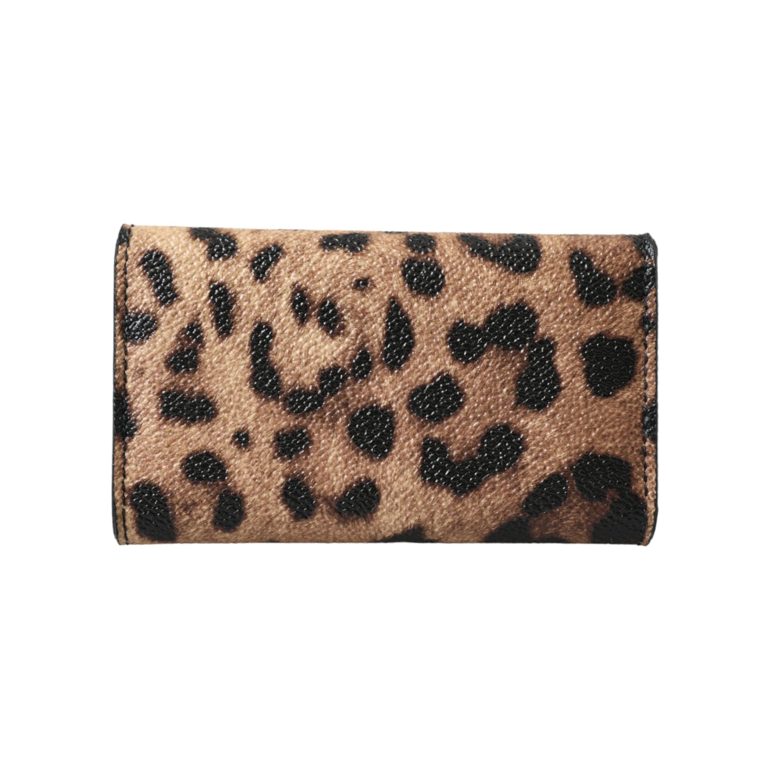 Brown Leopard PVC Pouch Key Holder Case Keyring