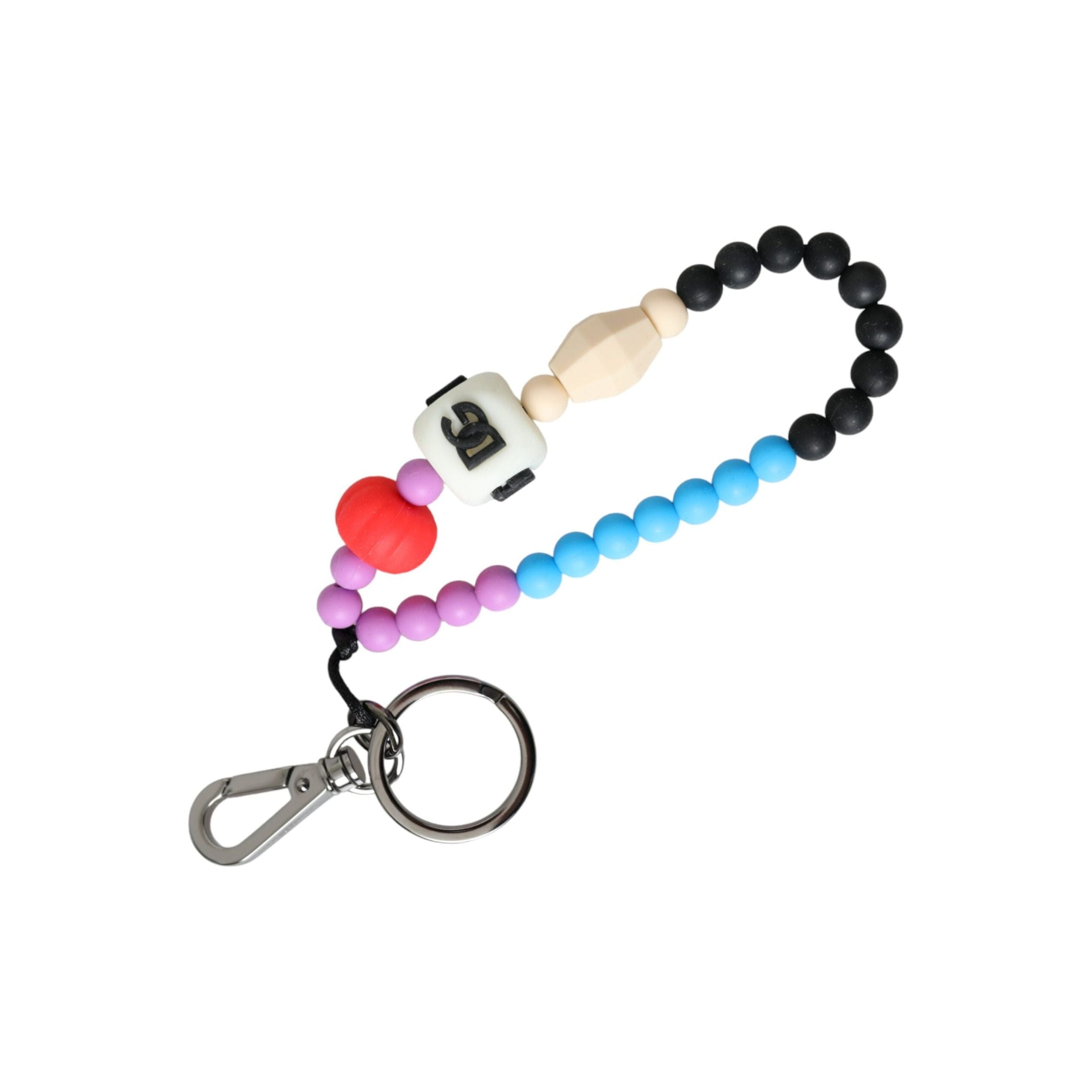 Multicolor Beaded DG Charm Accessory Keychain Keyring