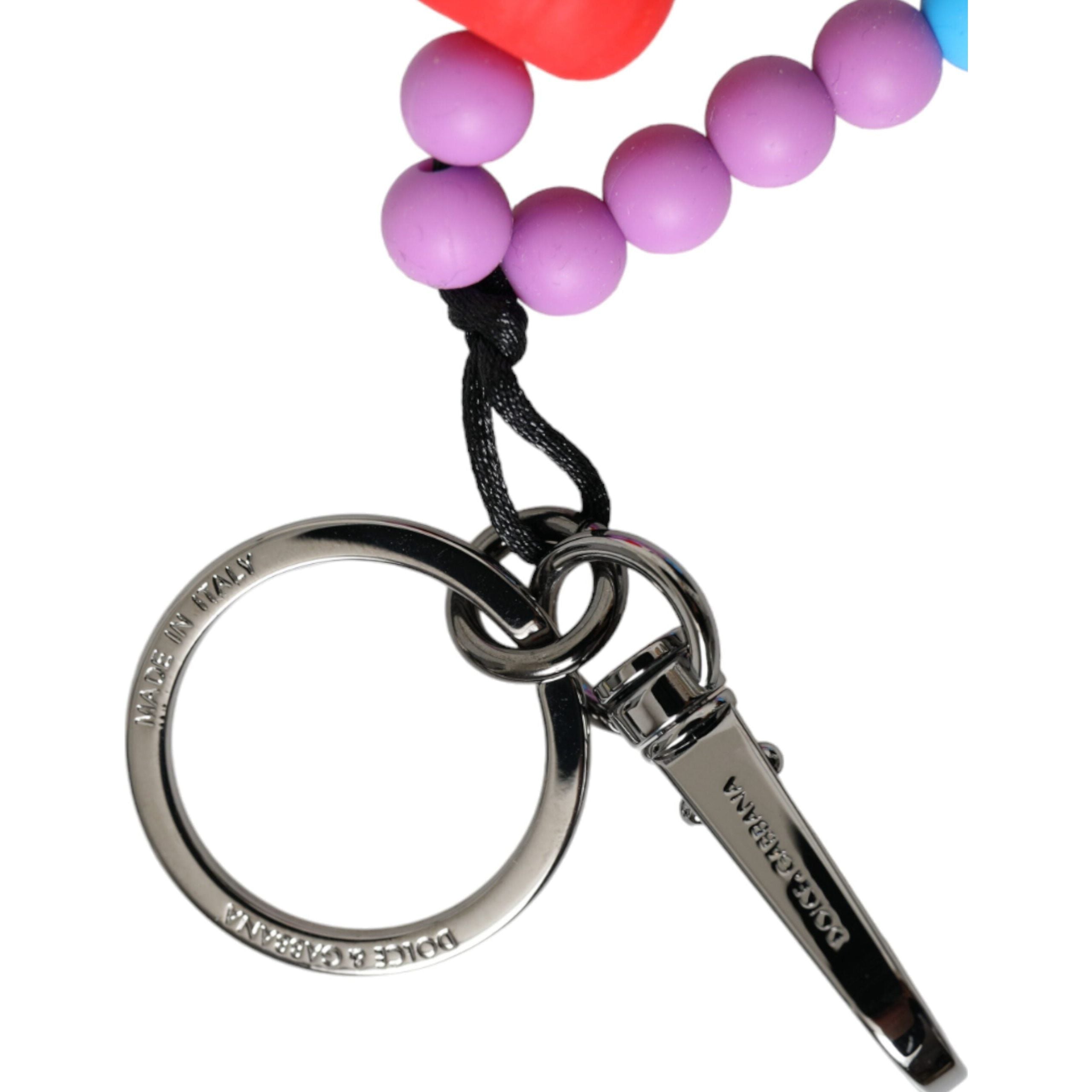 Multicolor Beaded DG Charm Accessory Keychain Keyring